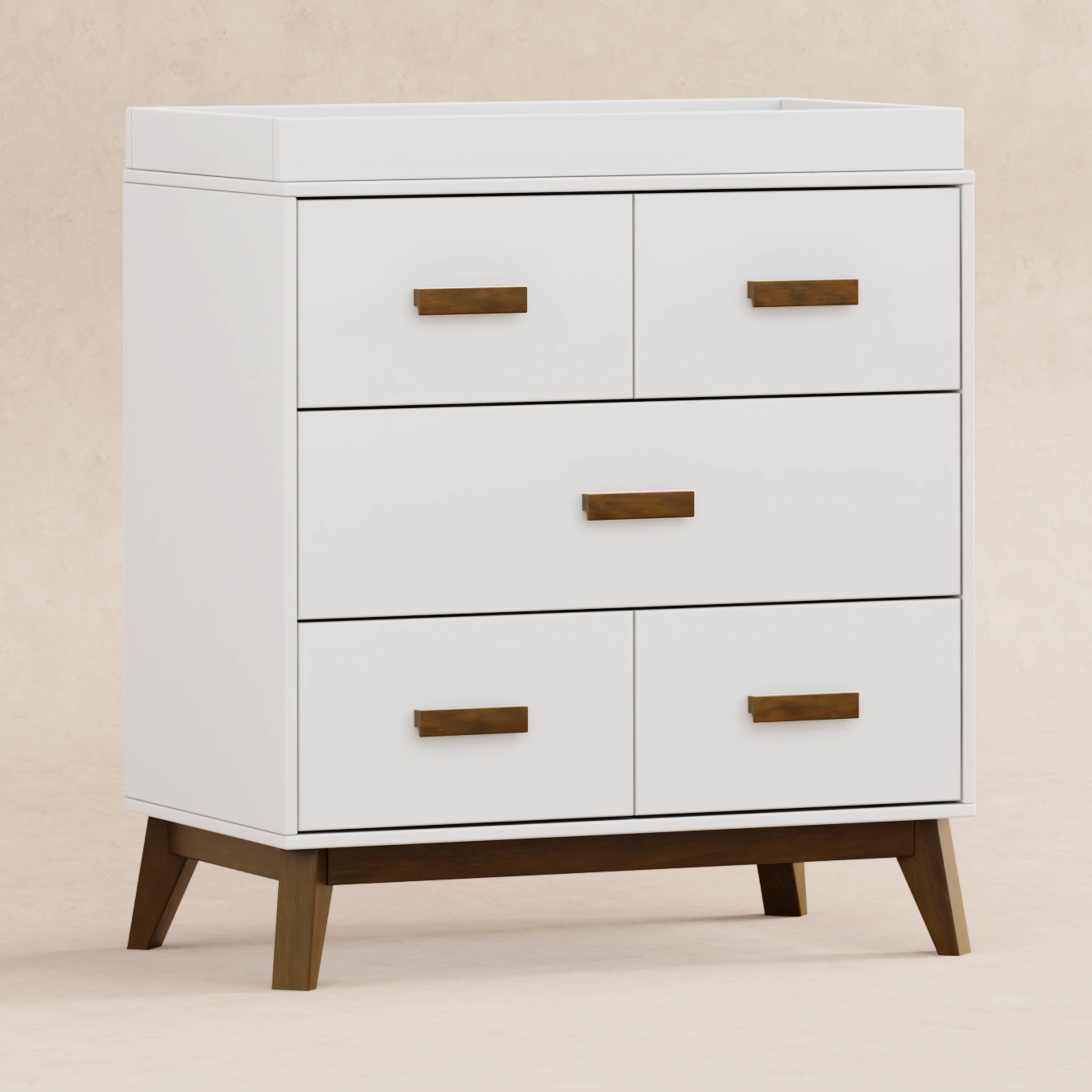 M5823WNL,Babyletto,Scoot 3-Drawer Changer Dresser in White/Natural Walnut Finish