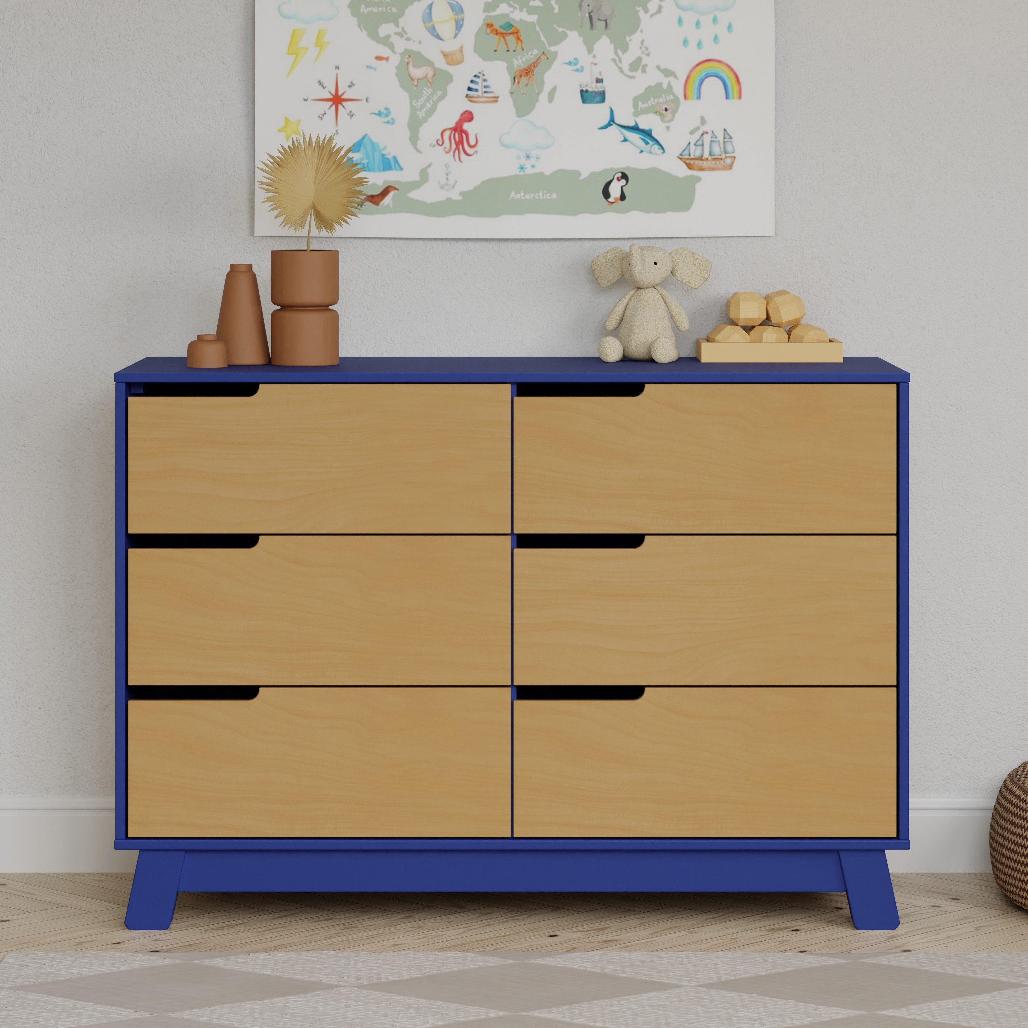 M4216CBTHY,Babyletto,Hudson 6-Drawer Double Dresser  Assembled in Cobalt and Honey