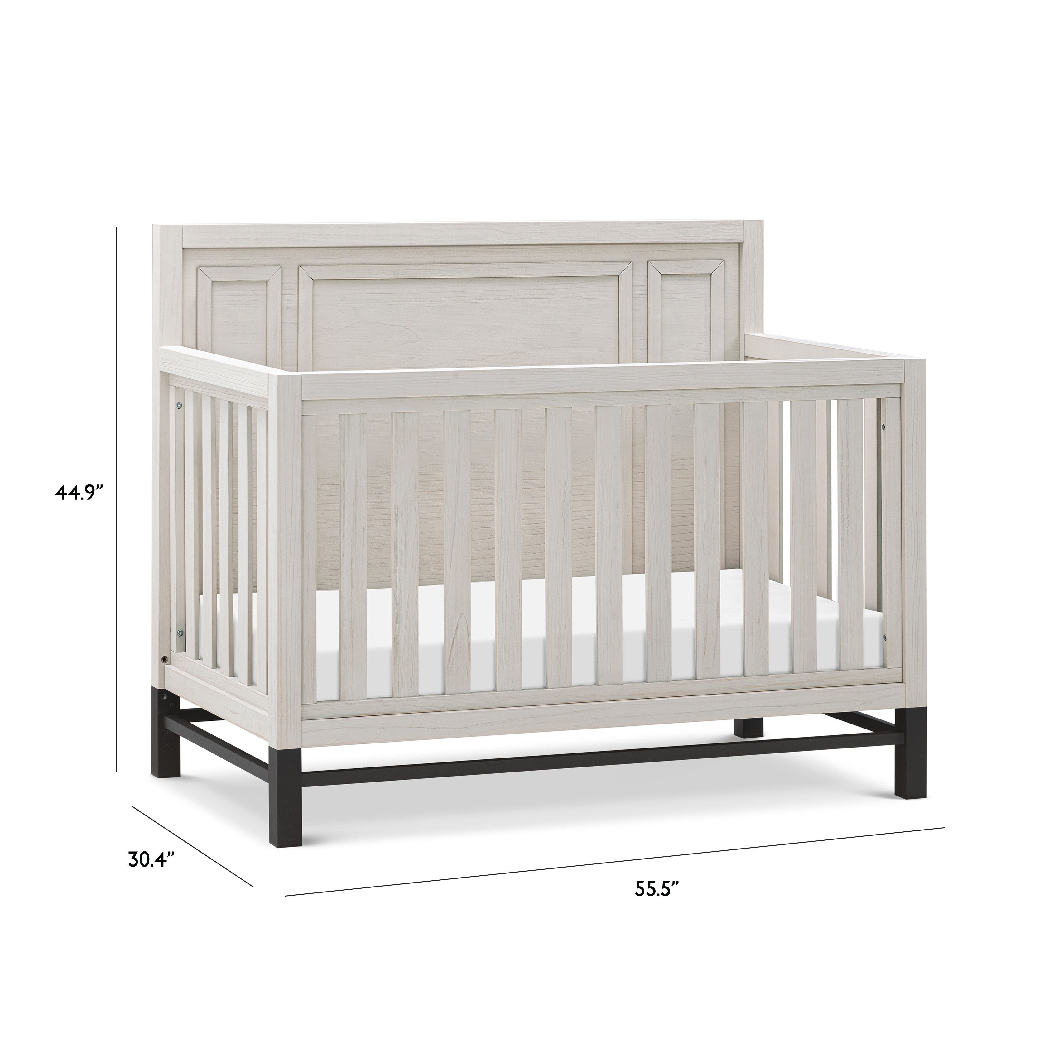 B25801WDF,Monogram by Namesake,Newbern 4-in-1 Convertible Crib in White Driftwood