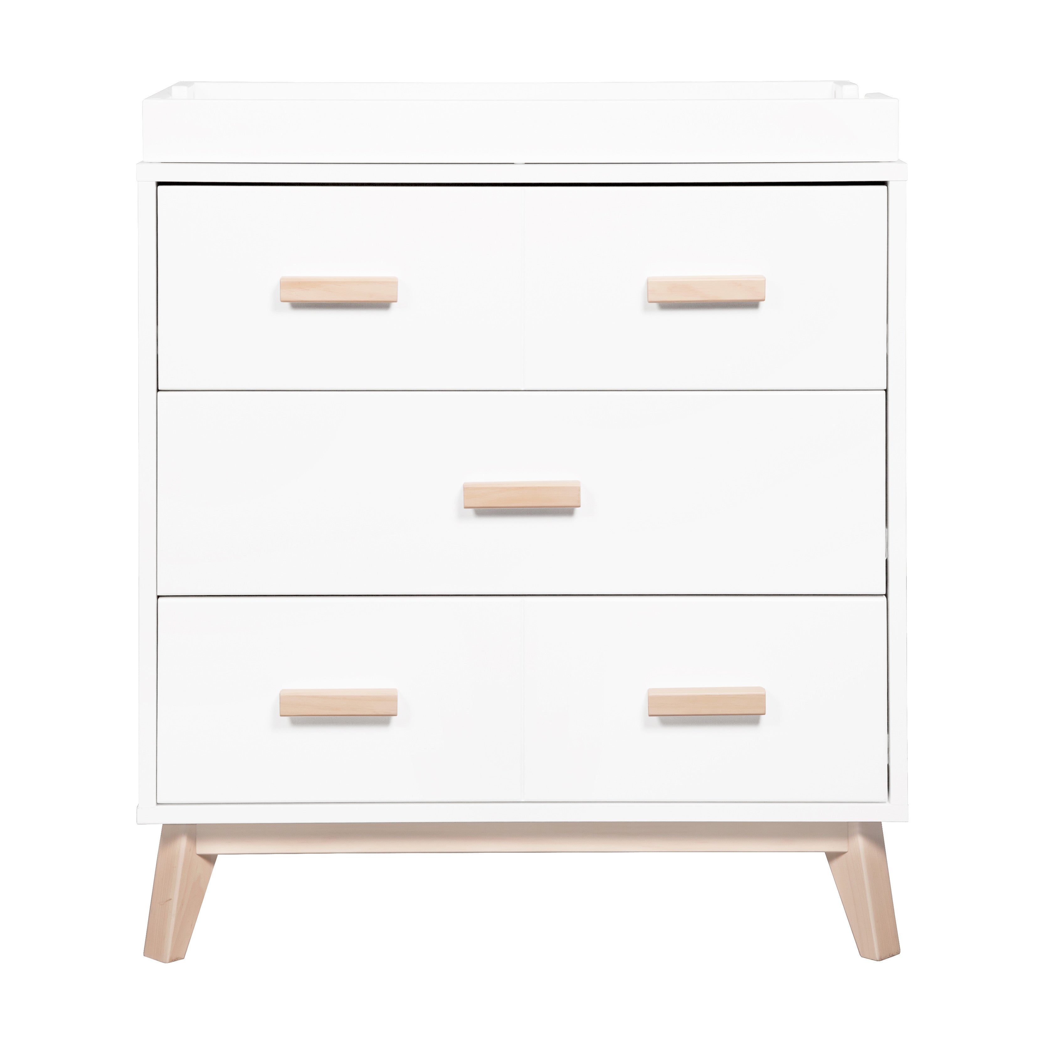 M5823WNX,Babyletto,Scoot 3-Drawer Changer Dresser in White/Washed Natural Finish