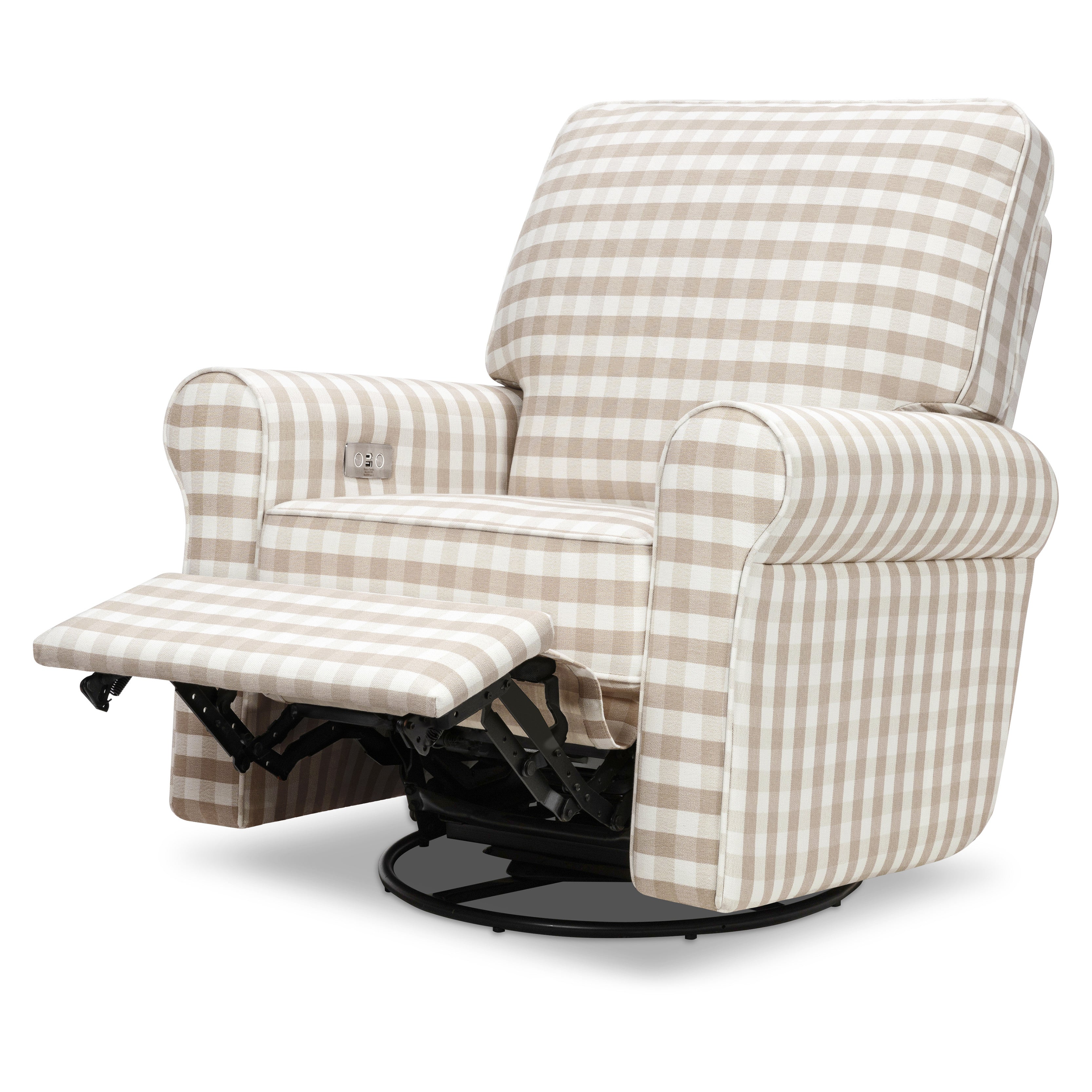 B17787TGH,Monogram by Namesake,Monroe Pillowback Power Recliner in Tan Gingham