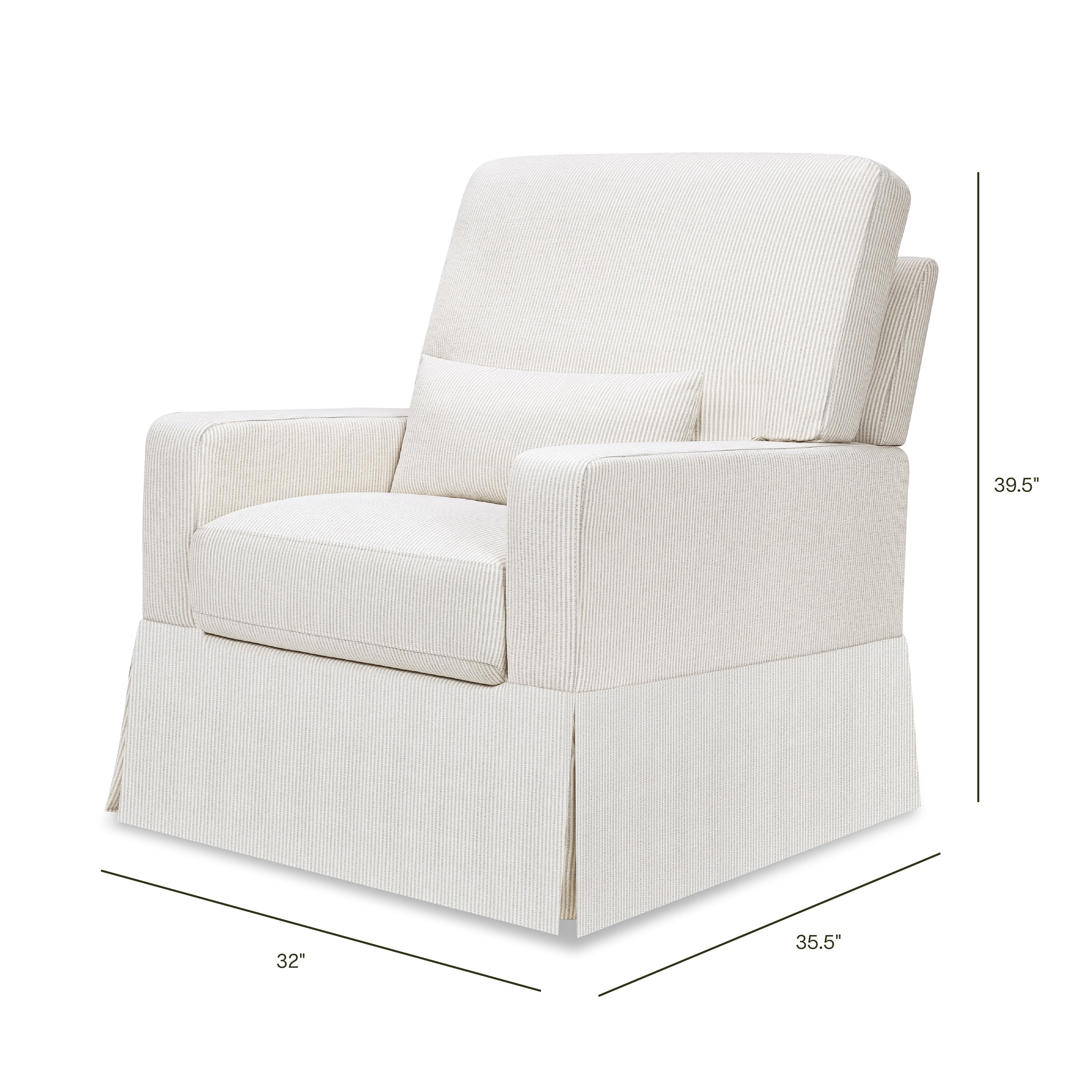 M21787FCS,Namesake,Crawford Pillowback Comfort Swivel Glider in Fog Chatham Stripe Performance Eco-Weave