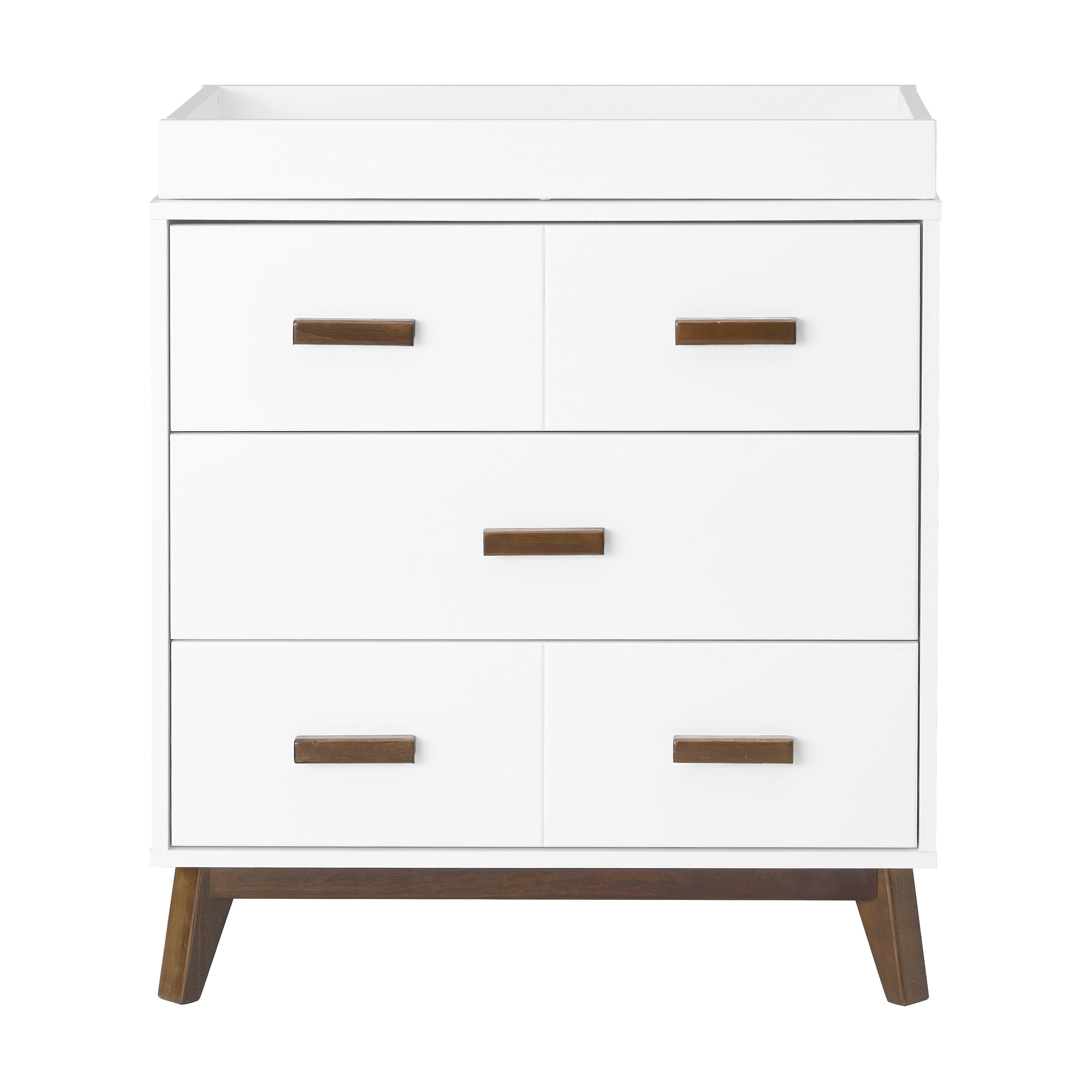 M5823WNL,Babyletto,Scoot 3-Drawer Changer Dresser in White/Natural Walnut Finish