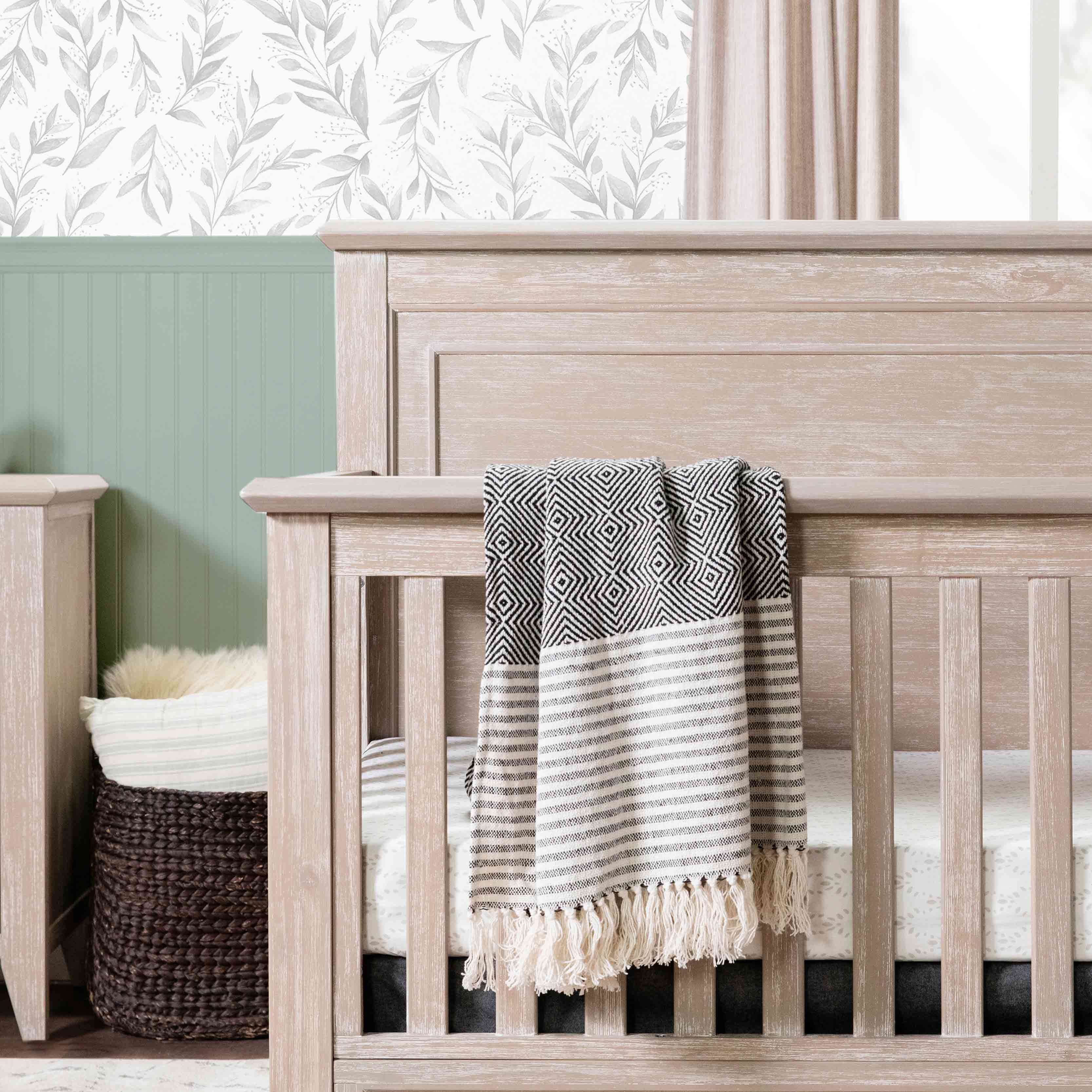 Monogram by Namesake Beckett Rustic 4-in-1  Convertible Flat Top Crib