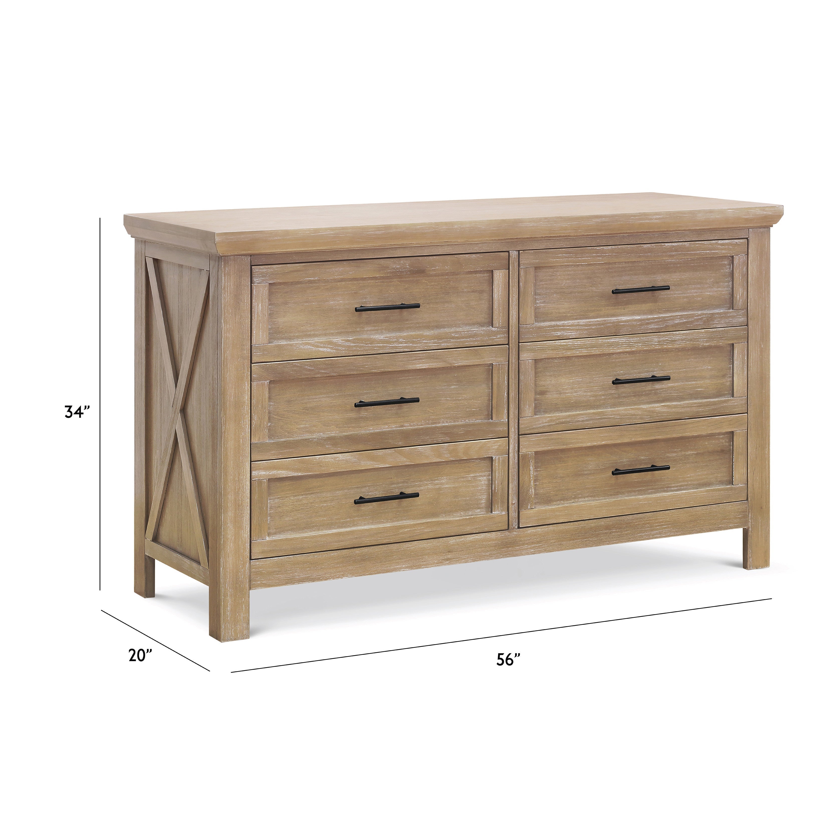 B14516DF,Monogram by Namesake,Emory Farmhouse 6-Drawer Dresser in Driftwood