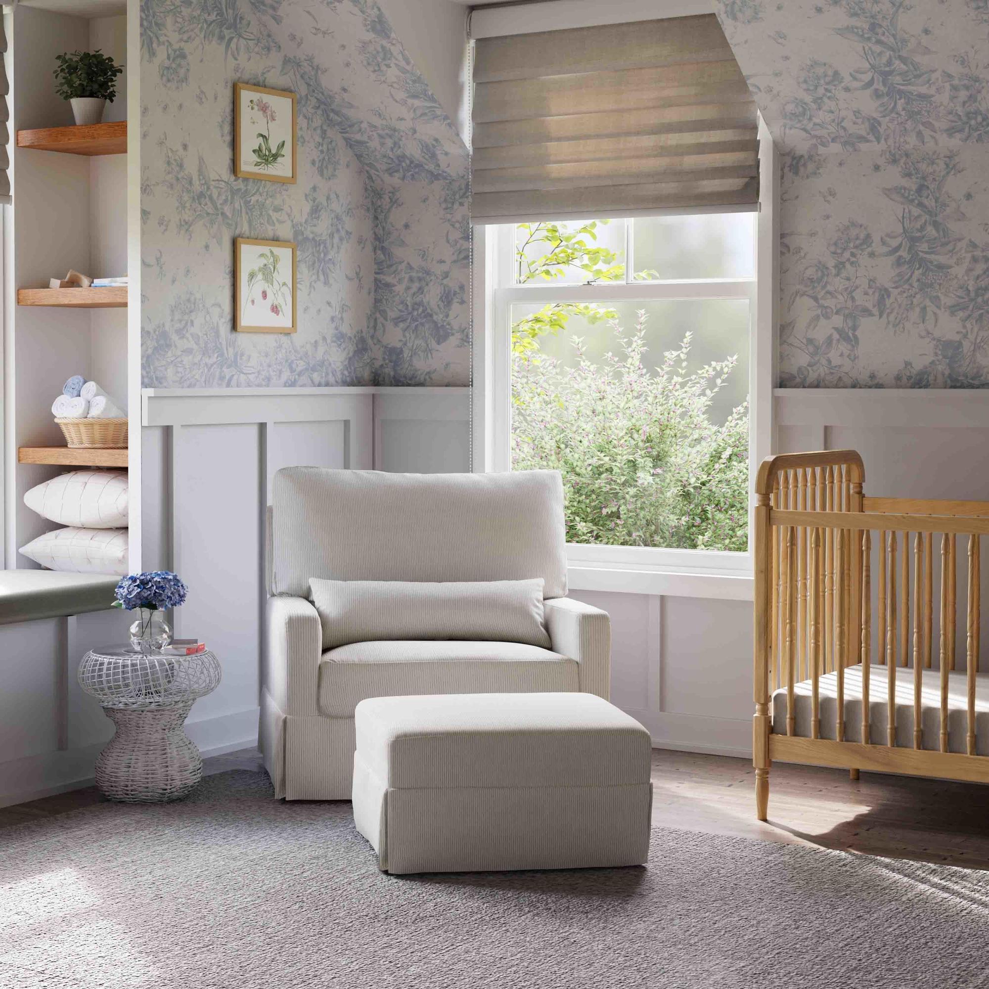Namesake Crawford Pillowback Chair and a Half Comfort Swivel Glider