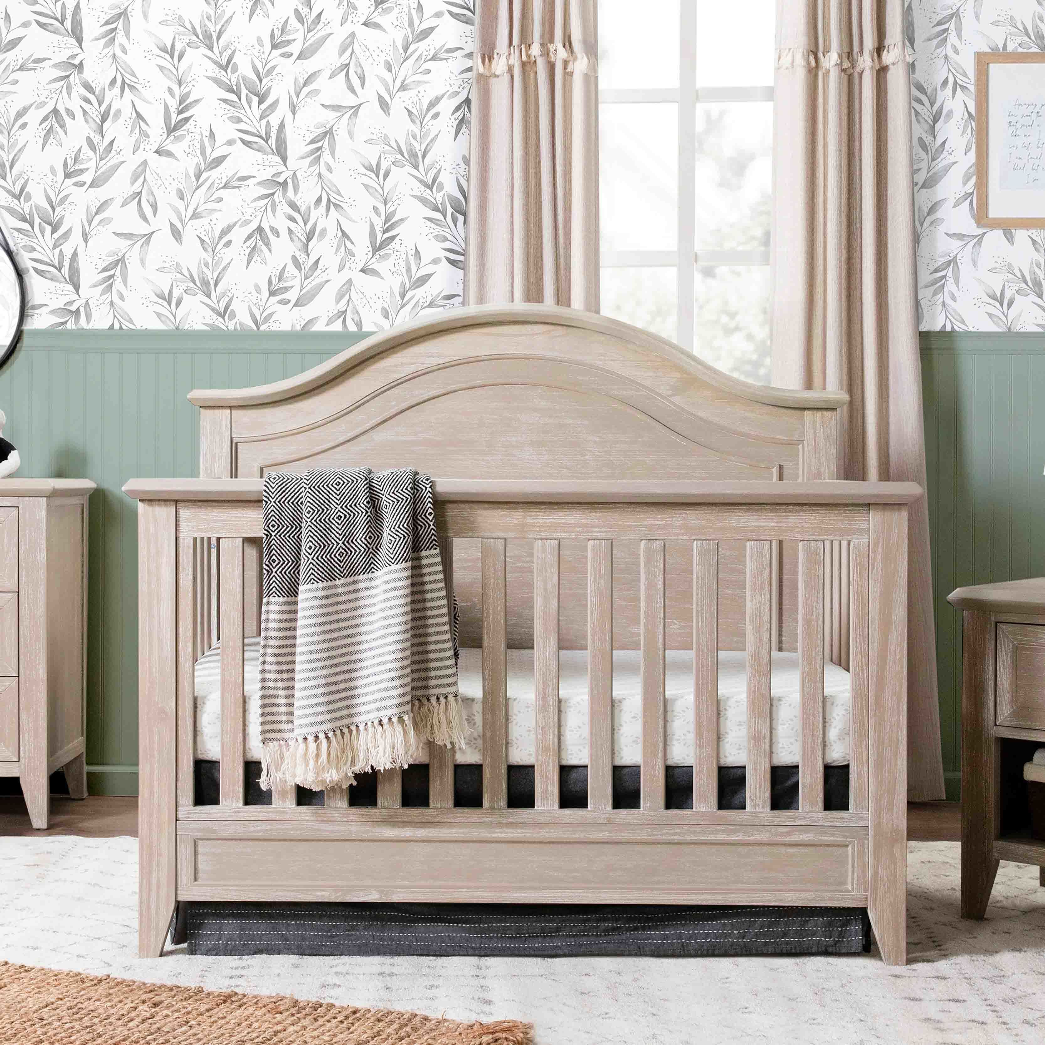 M34401SDB,Monogram by Namesake,Beckett Rustic 4-in-1 Convertible Curve Top Crib in Sandbar