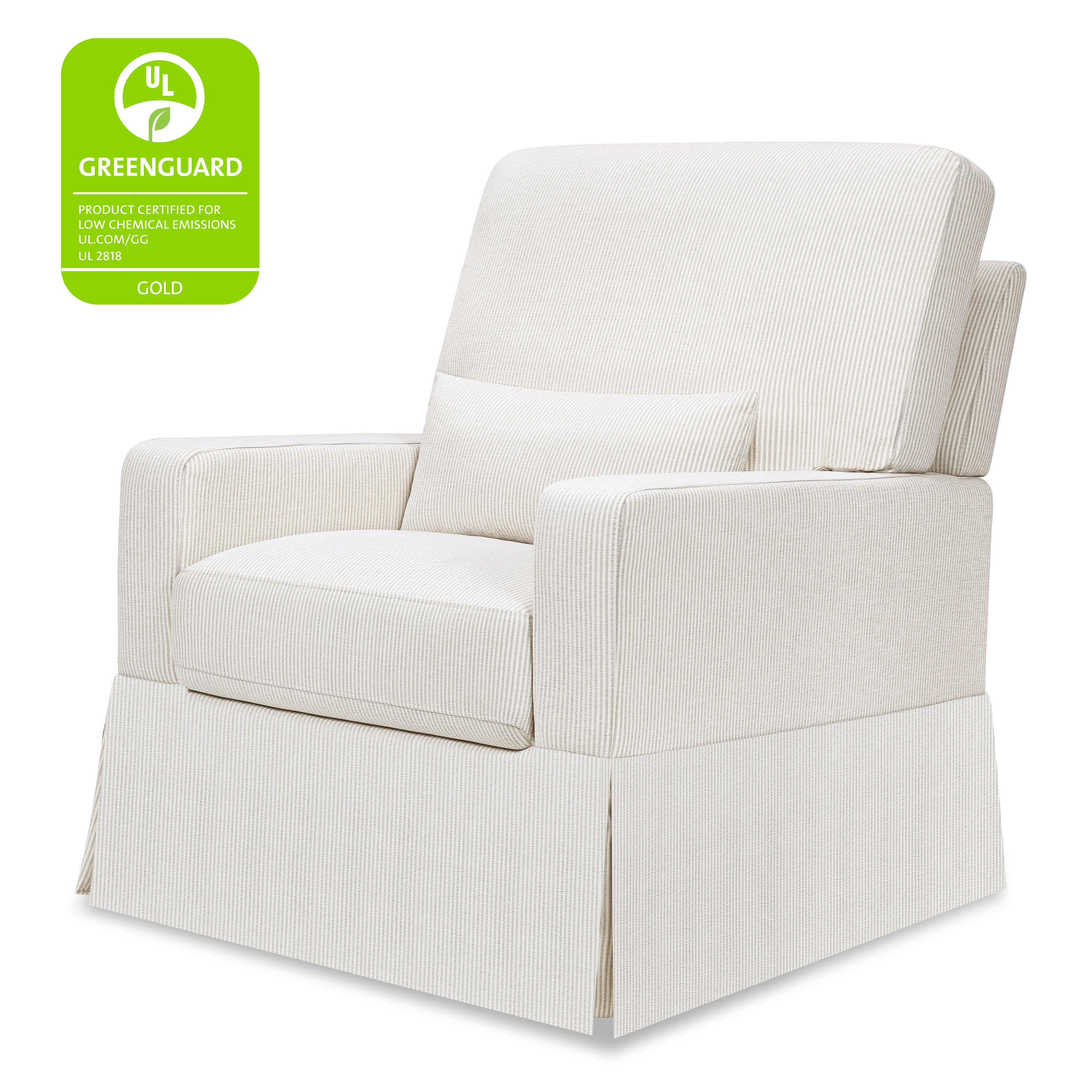 M21787FCS,Namesake,Crawford Pillowback Comfort Swivel Glider in Fog Chatham Stripe Performance Eco-Weave