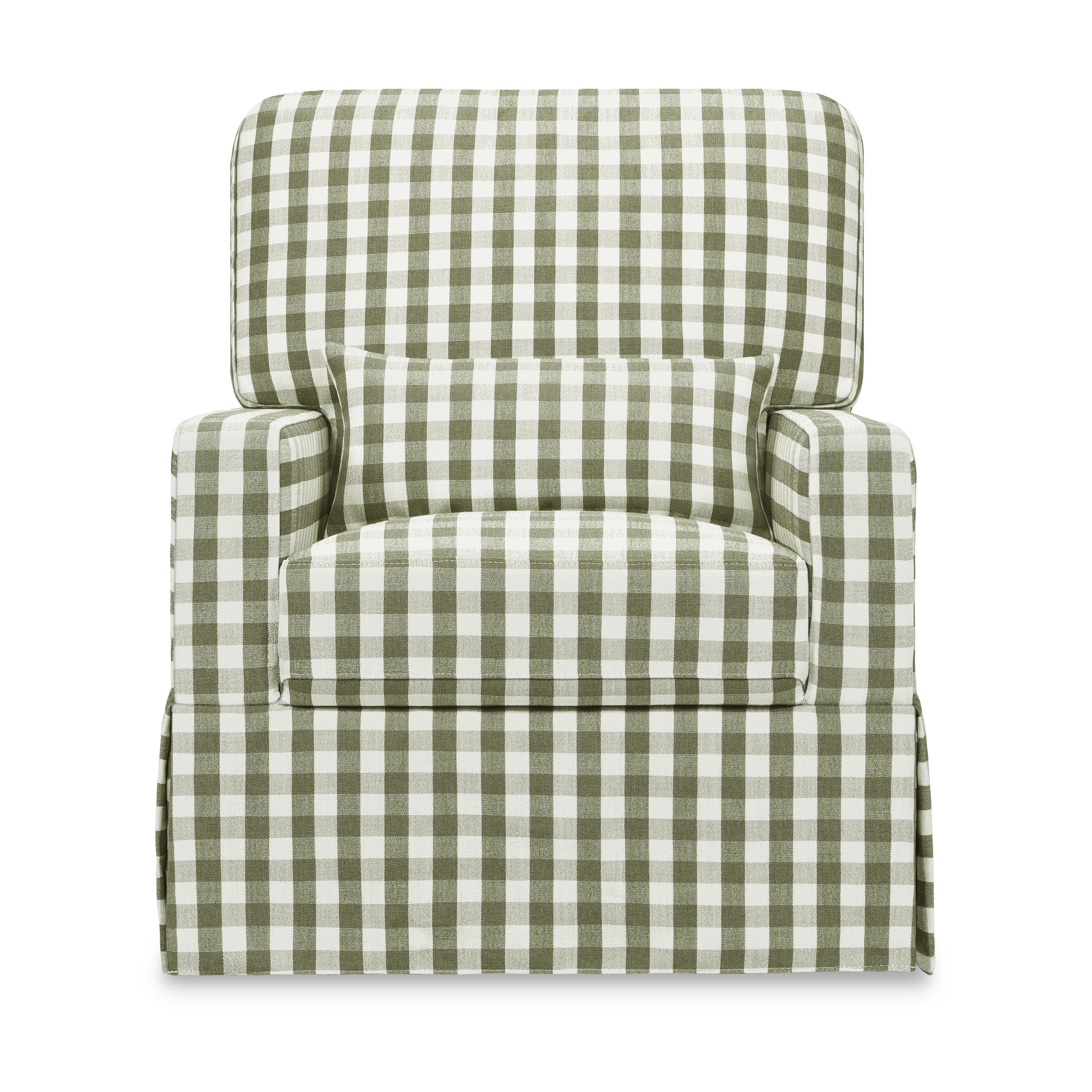 M21787GGH,Namesake,Crawford Pillowback Comfort Swivel Glider in Green Gingham