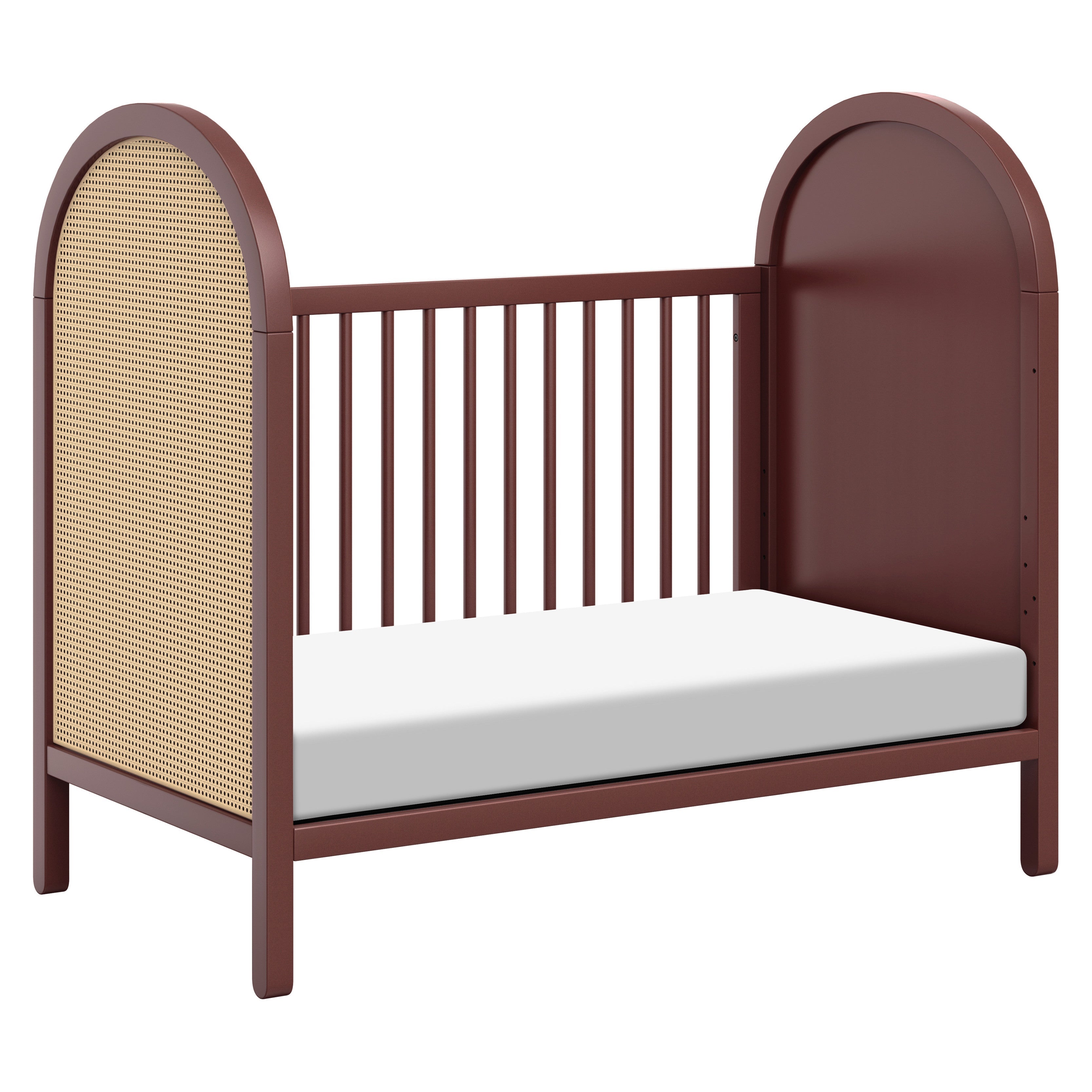 M25601CRNC,Babyletto,Bondi Cane 3-in-1 Convertible Crib w/ Toddler Bed Kit in Crimson with Natural Cane