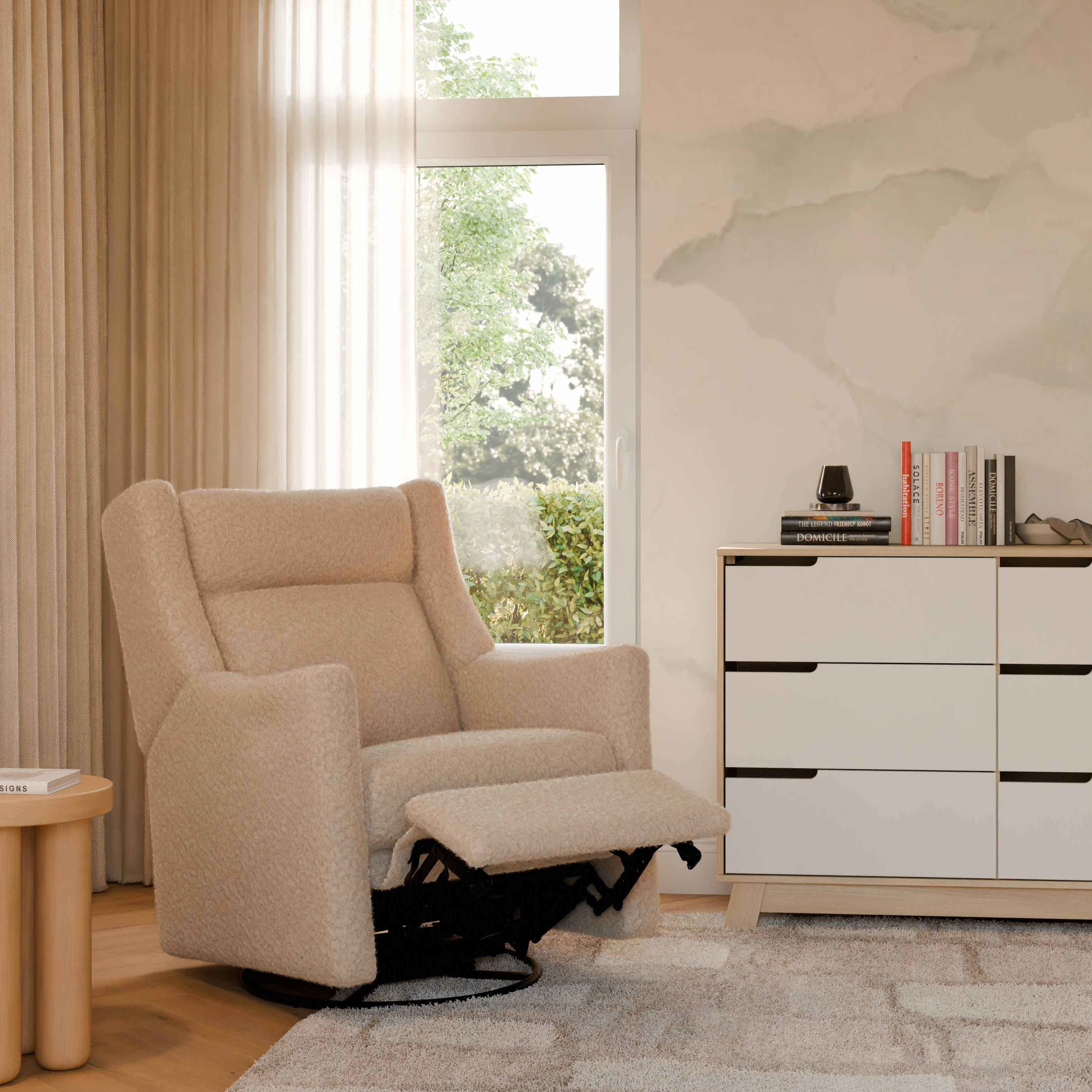 M11286CSG,Babyletto,Kiwi Plus Power Glider Recliner w/ Power Headrest in Chai Shearling