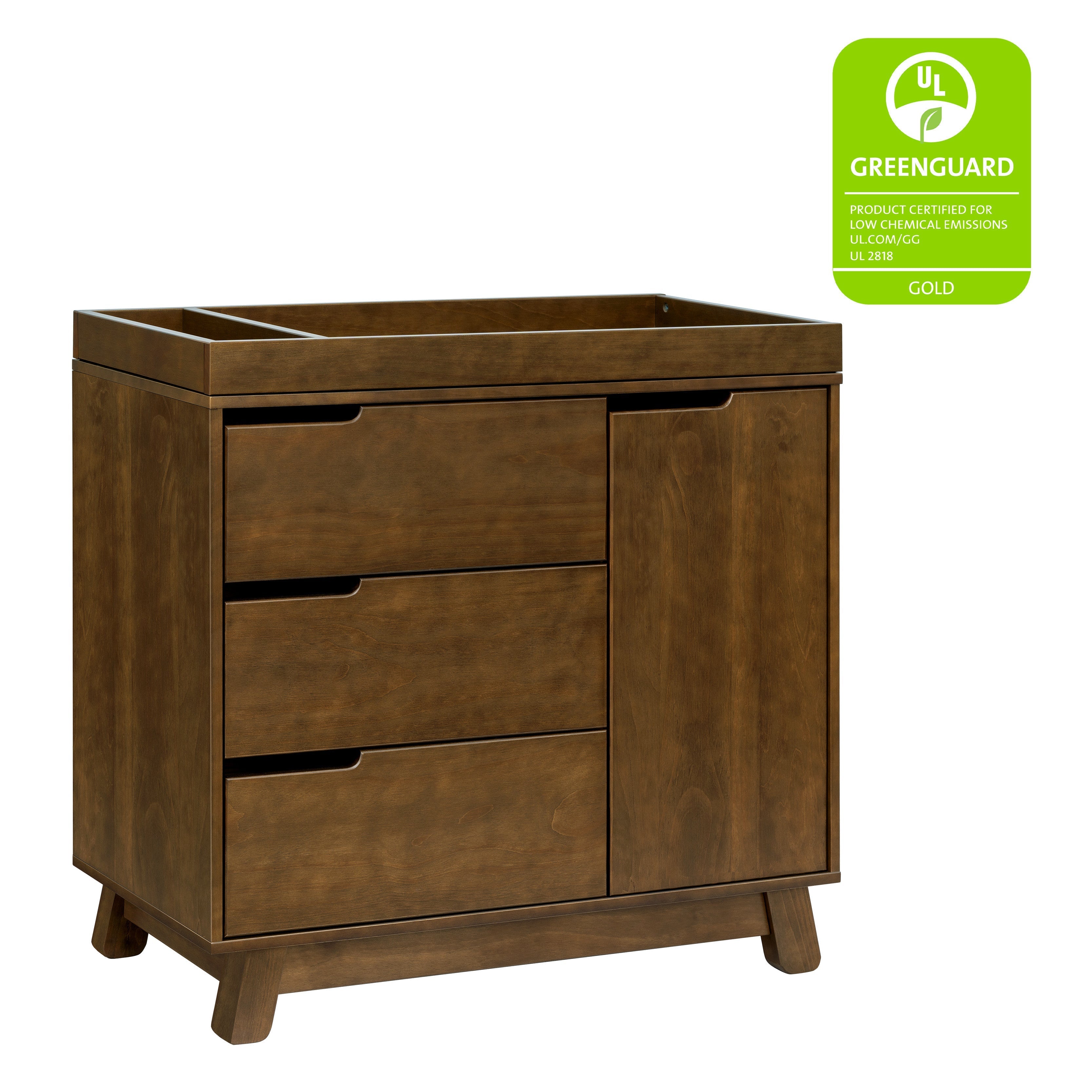 M4223NL,Babyletto,Hudson 3-Drawer Changer Dresser w/Removable Changing Tray in Natural Walnut