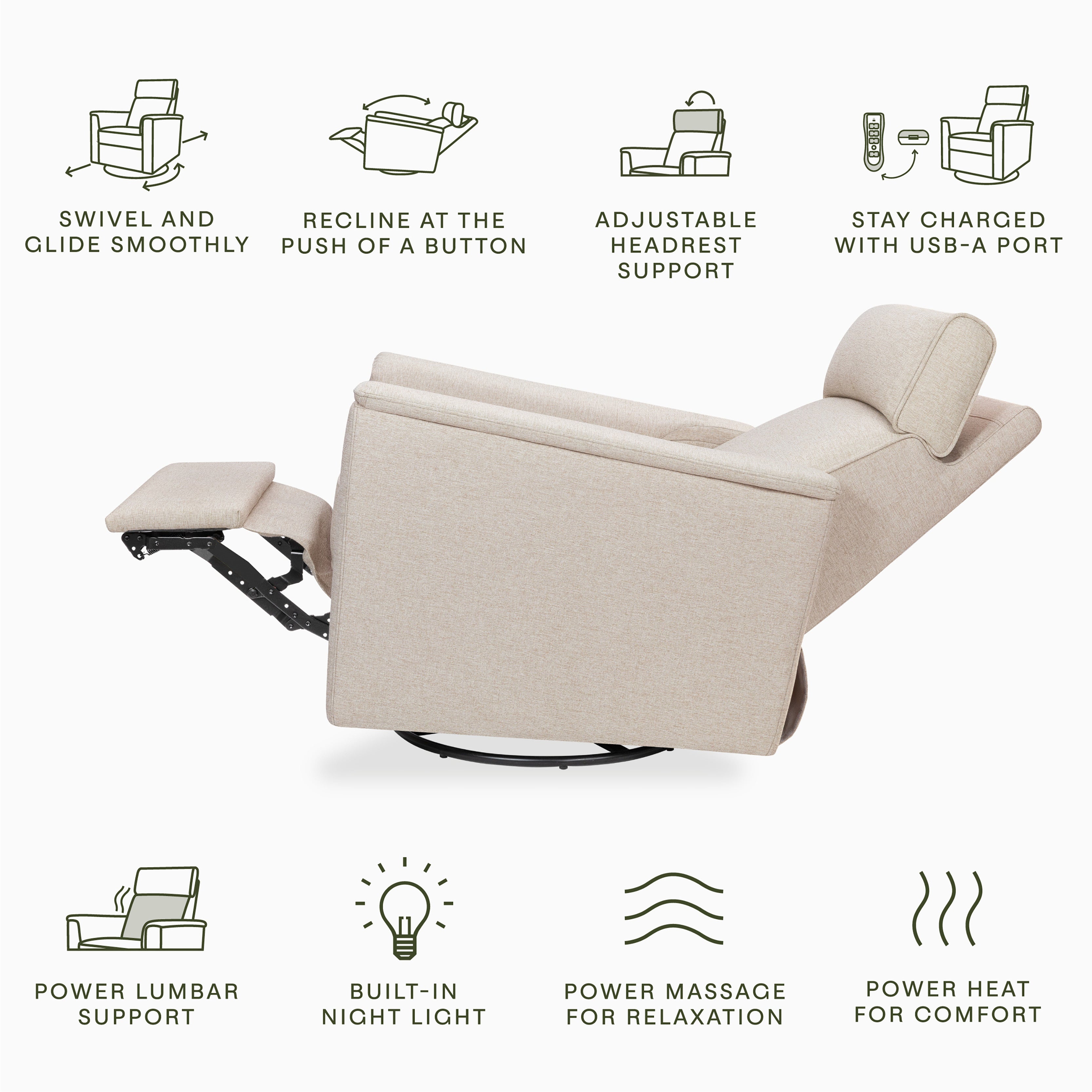 Namesake Willa Deluxe Power Recliner and Swivel Glider with Heat and Massage