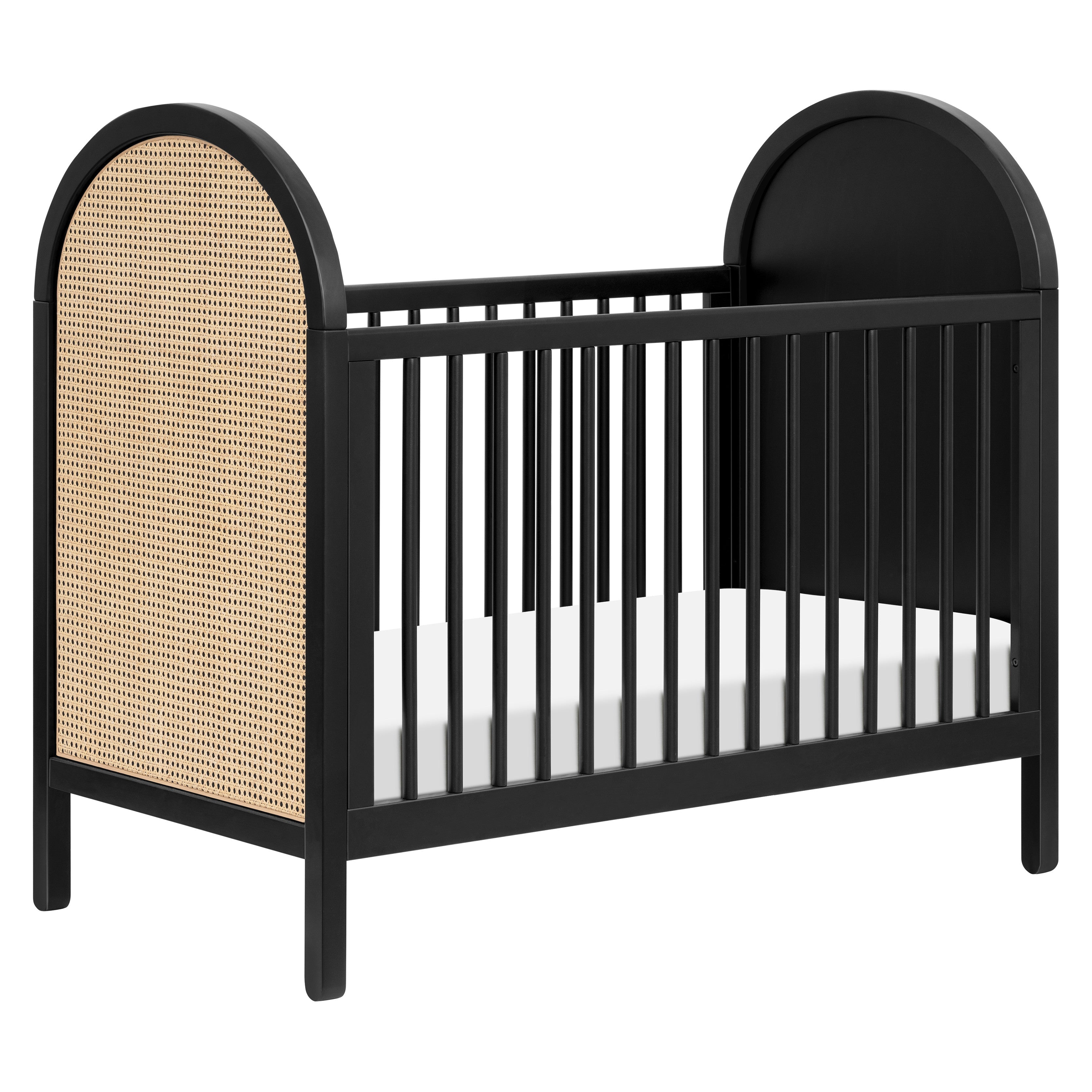 M25601BNC,Babyletto,Bondi Cane 3-in-1 Convertible Crib w/ Toddler Bed Kit in Black with Natural Cane