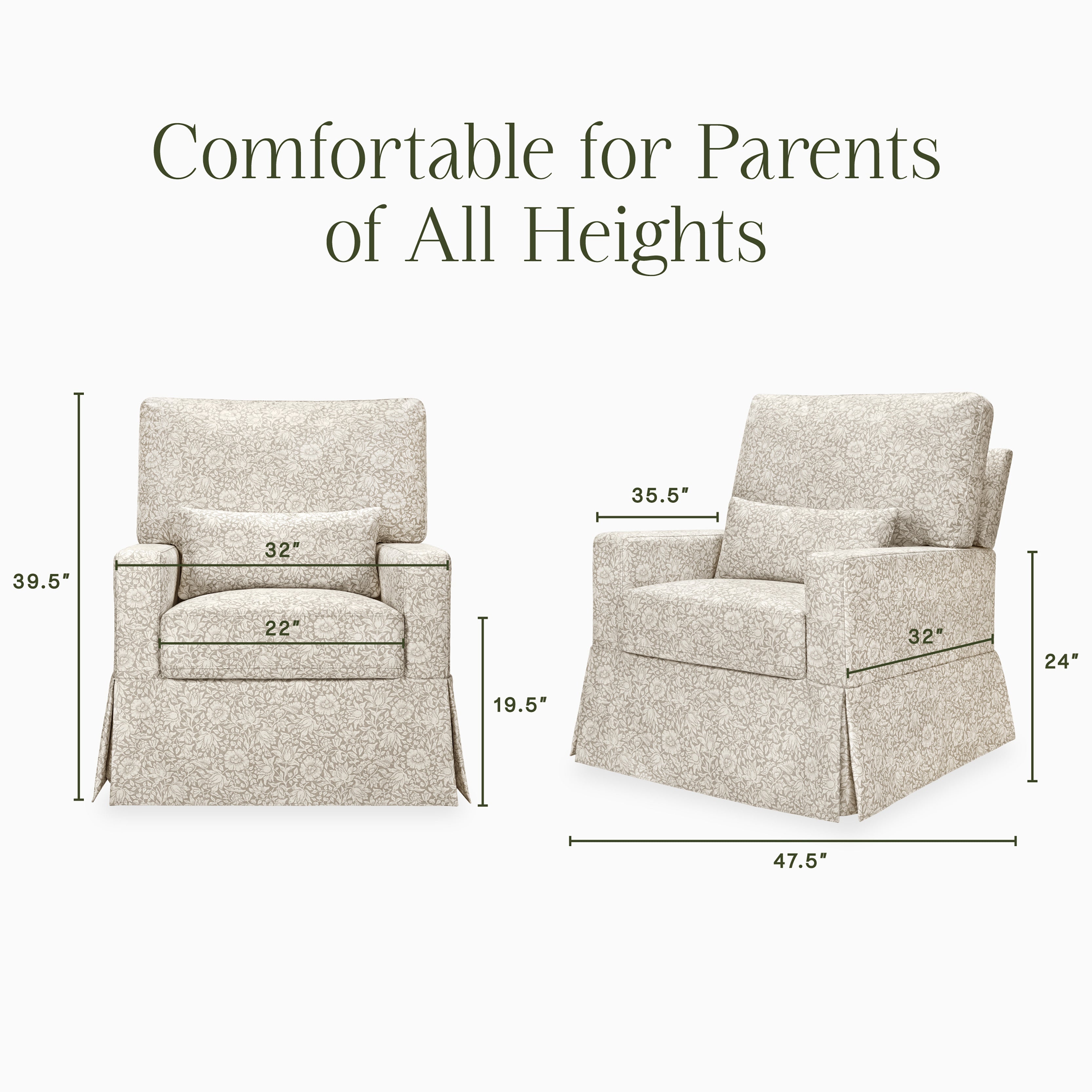 Morris & Co. x Namesake Crawford Pillowback Comfort Swivel Glider