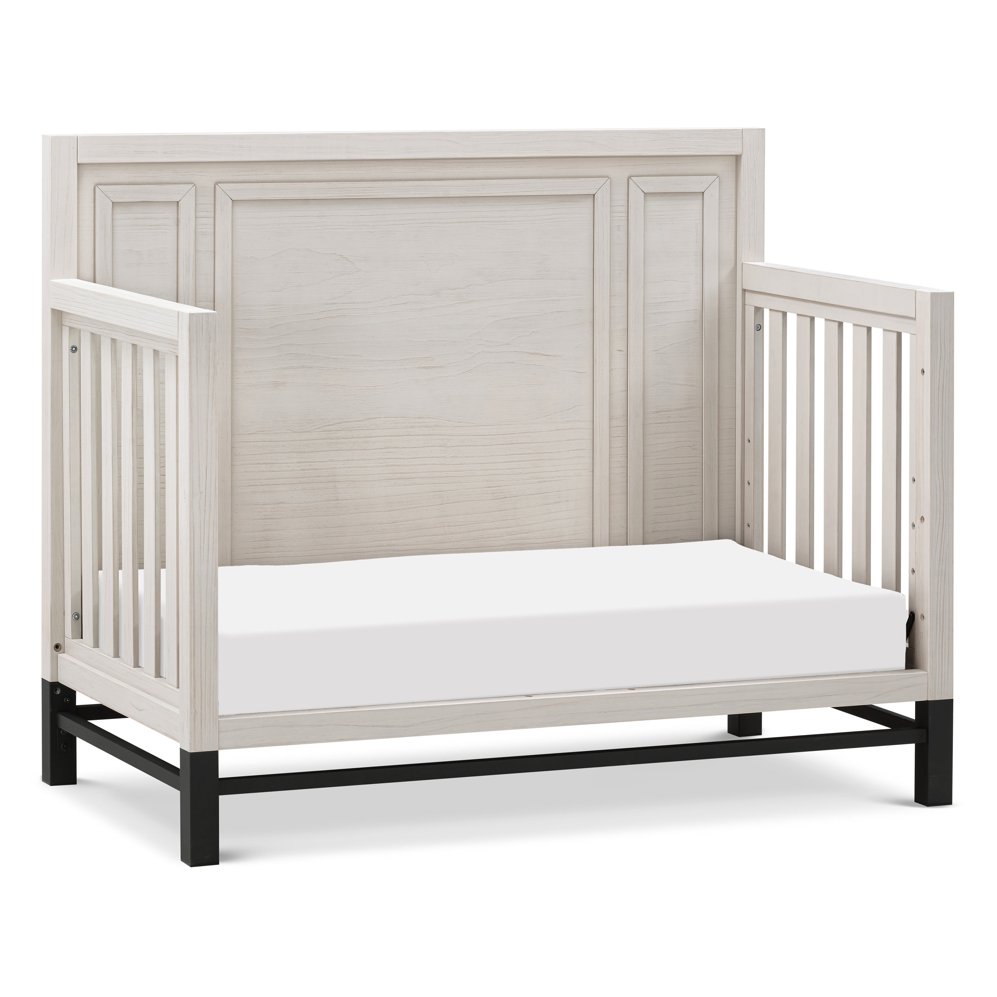 B25801WDF,Monogram by Namesake,Newbern 4-in-1 Convertible Crib in White Driftwood