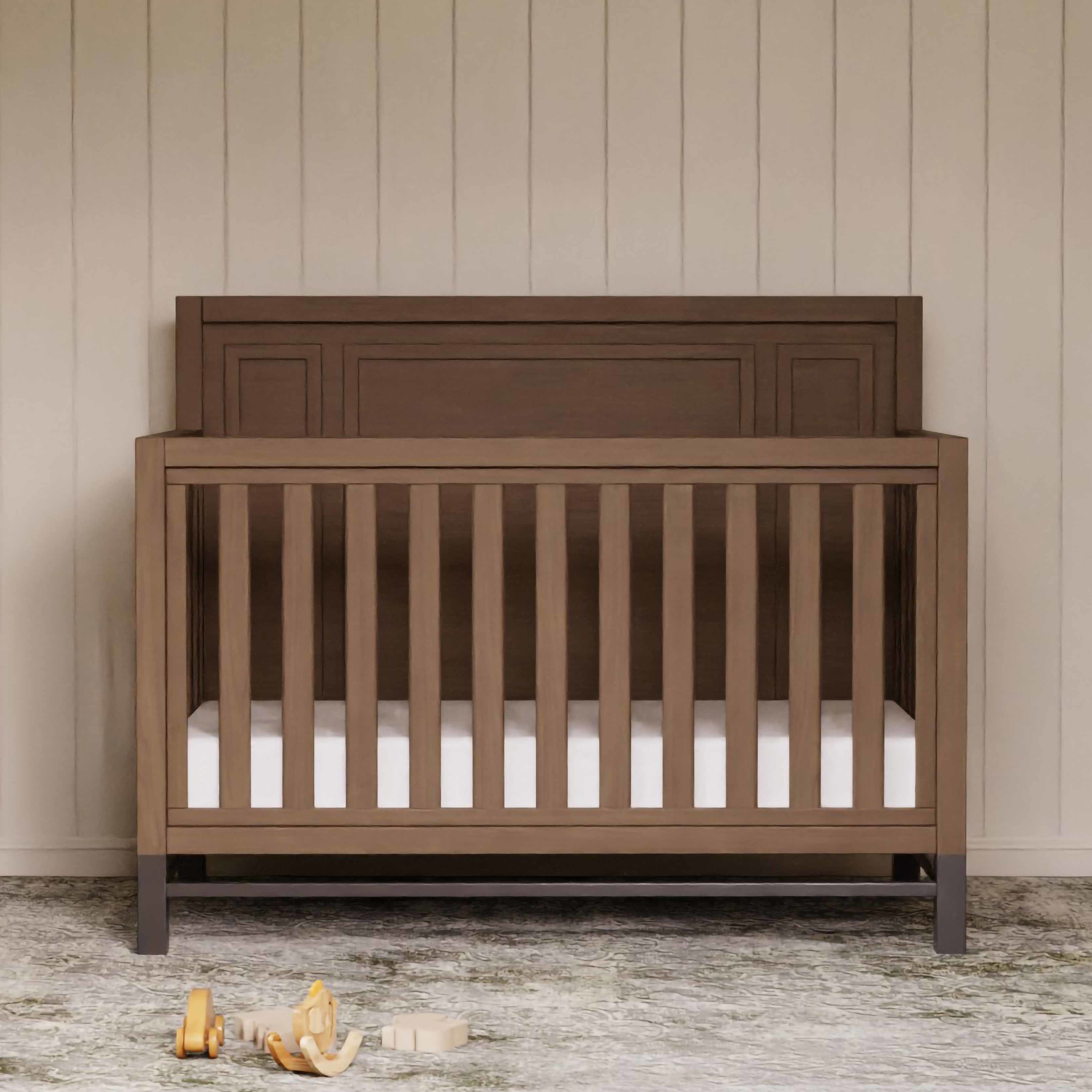 B25801DF,Monogram by Namesake,Newbern 4-in-1 Convertible Crib in Driftwood