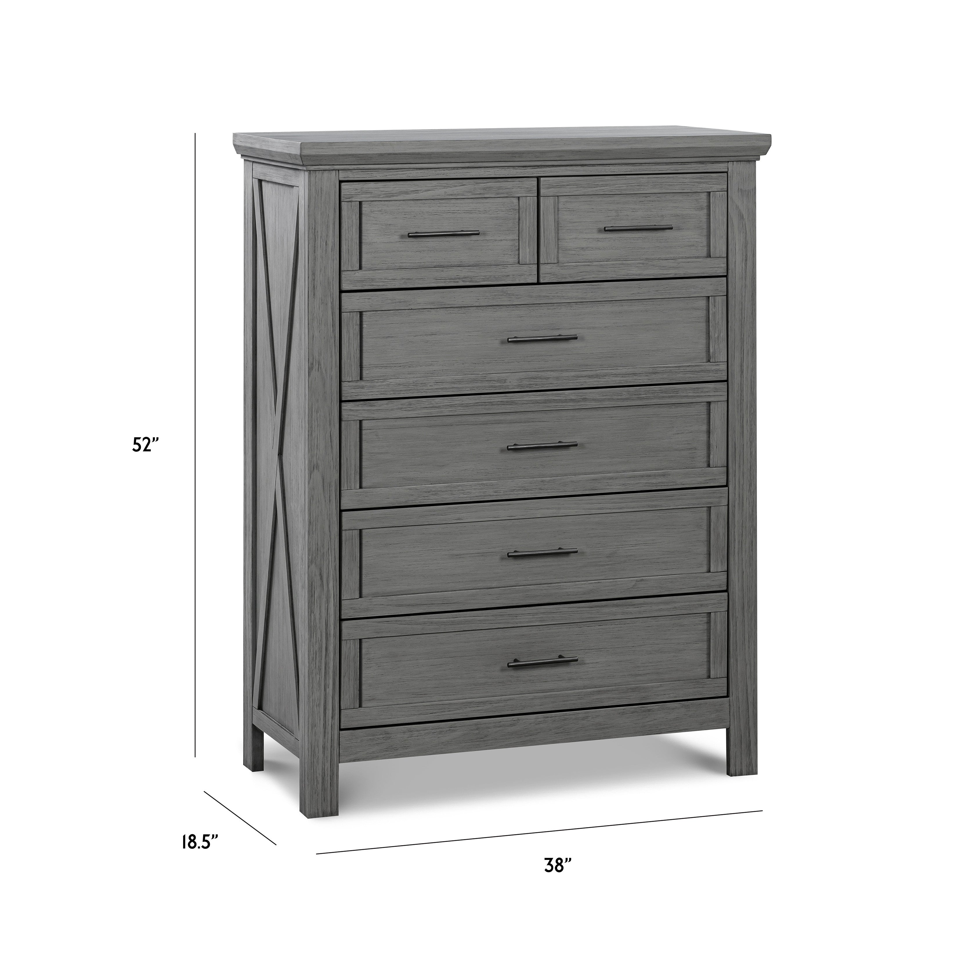 B14525WC,Monogram by Namesake,Emory Farmhouse 6-Drawer Chest in Weathered Charcoal