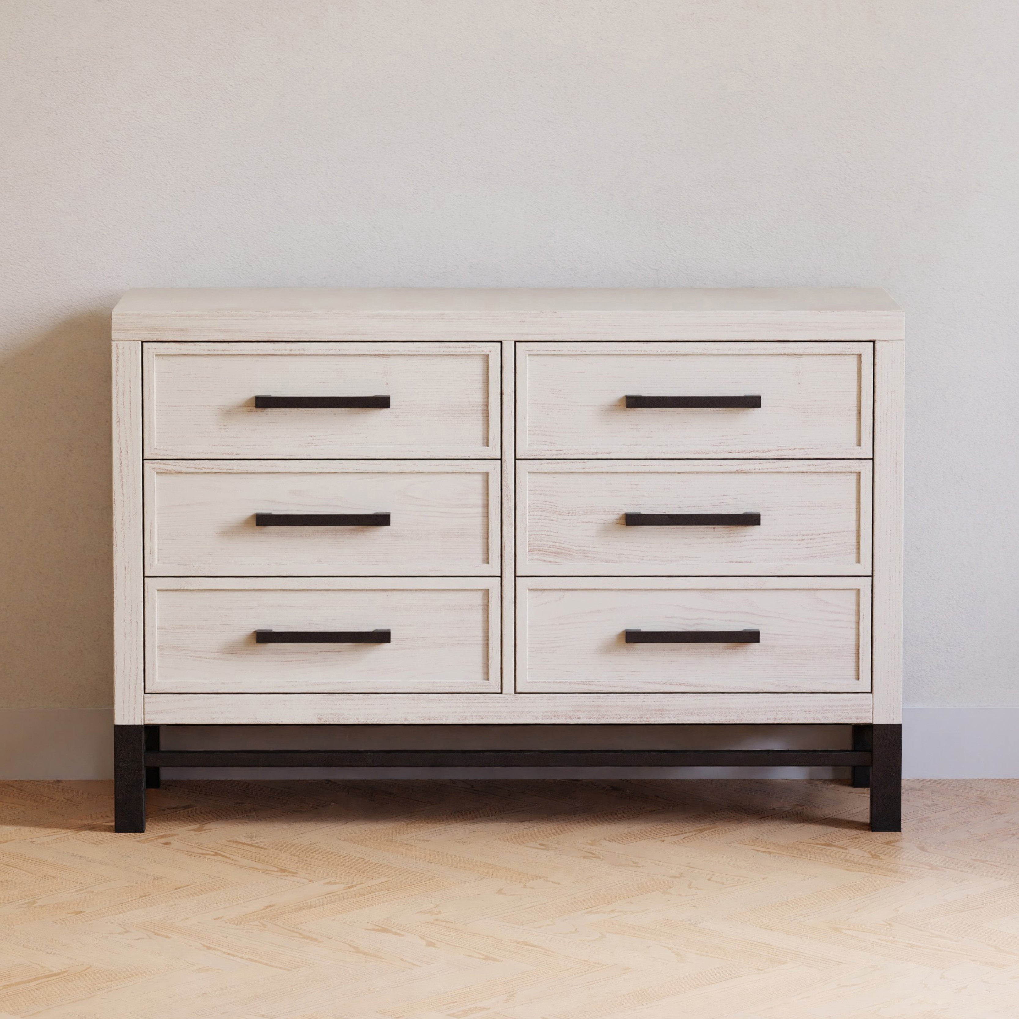 B25816WDF,Monogram by Namesake,Newbern 6-Drawer Assembled Dresser in White Driftwood