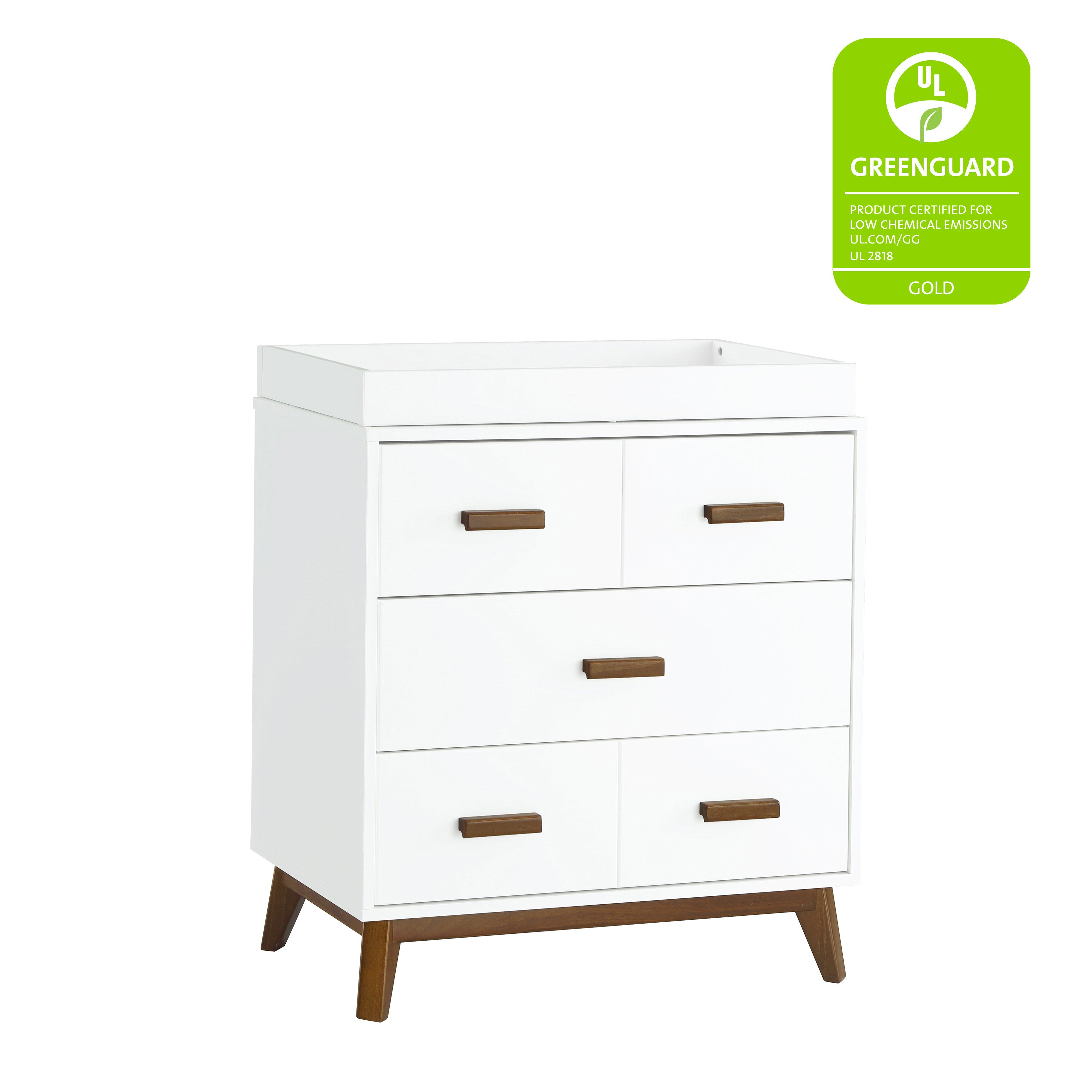 M5823WNL,Babyletto,Scoot 3-Drawer Changer Dresser in White/Natural Walnut Finish