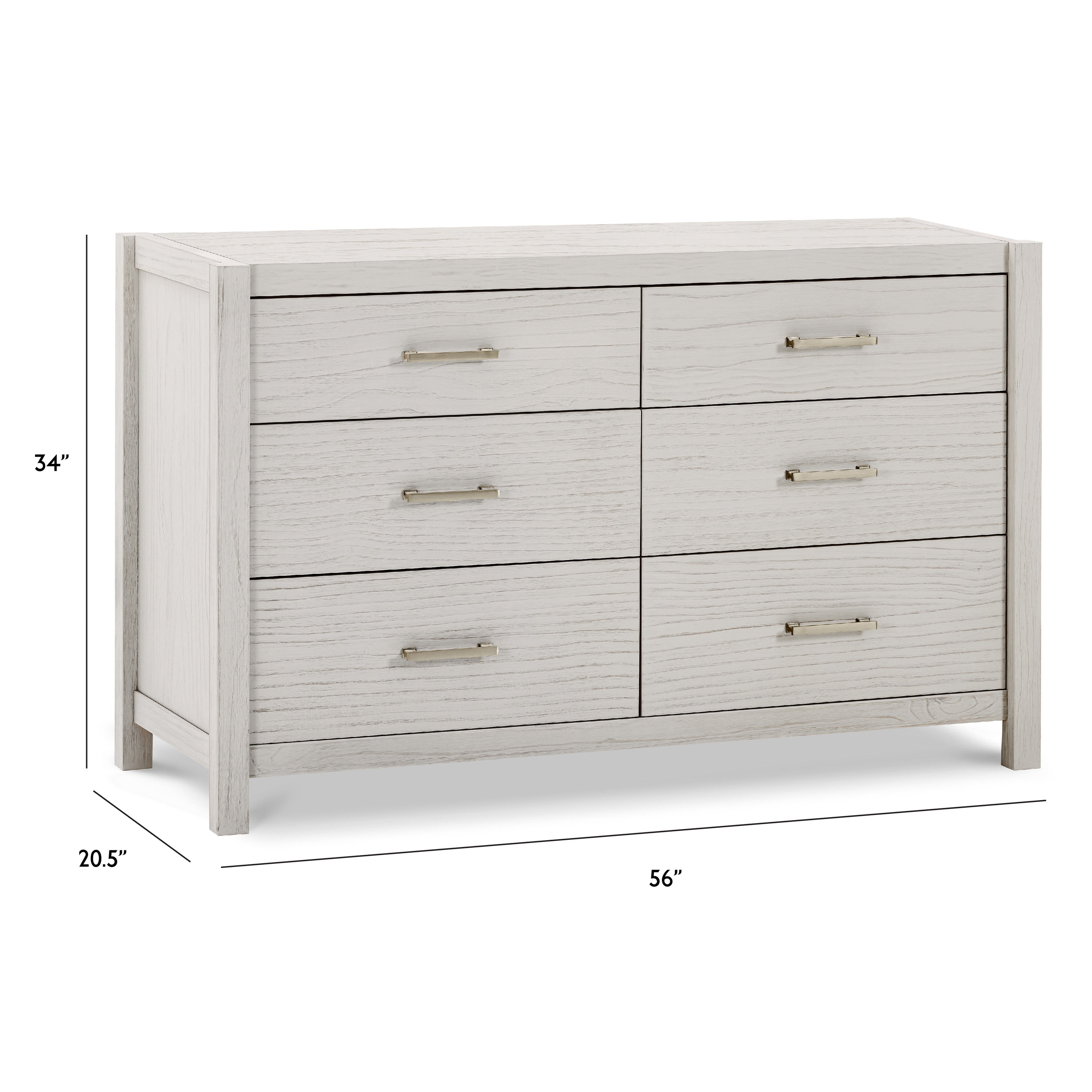 B26416WDF,Monogram by Namesake,Hemsted 6-Drawer Assembled Dresser in White Driftwood