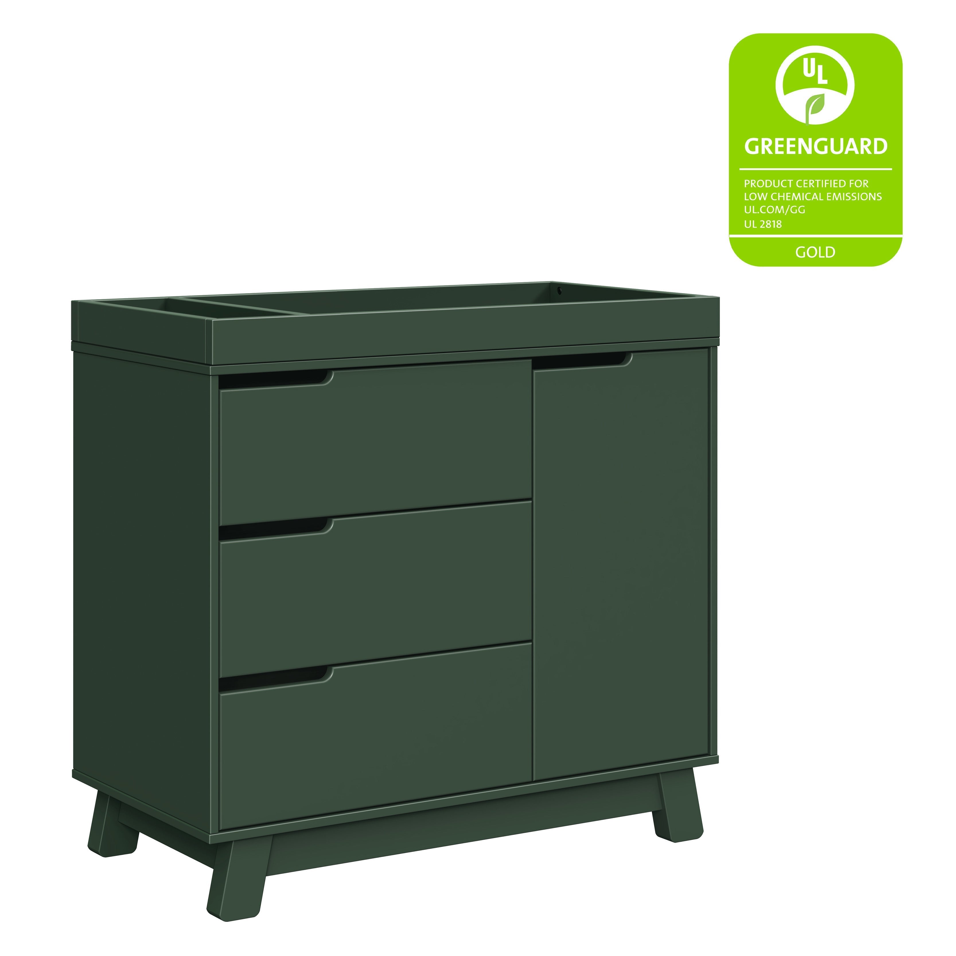 M4223FRGR,Babyletto,Hudson 3-Drawer Changer Dresser w/Removable Changing Tray in Forest Green