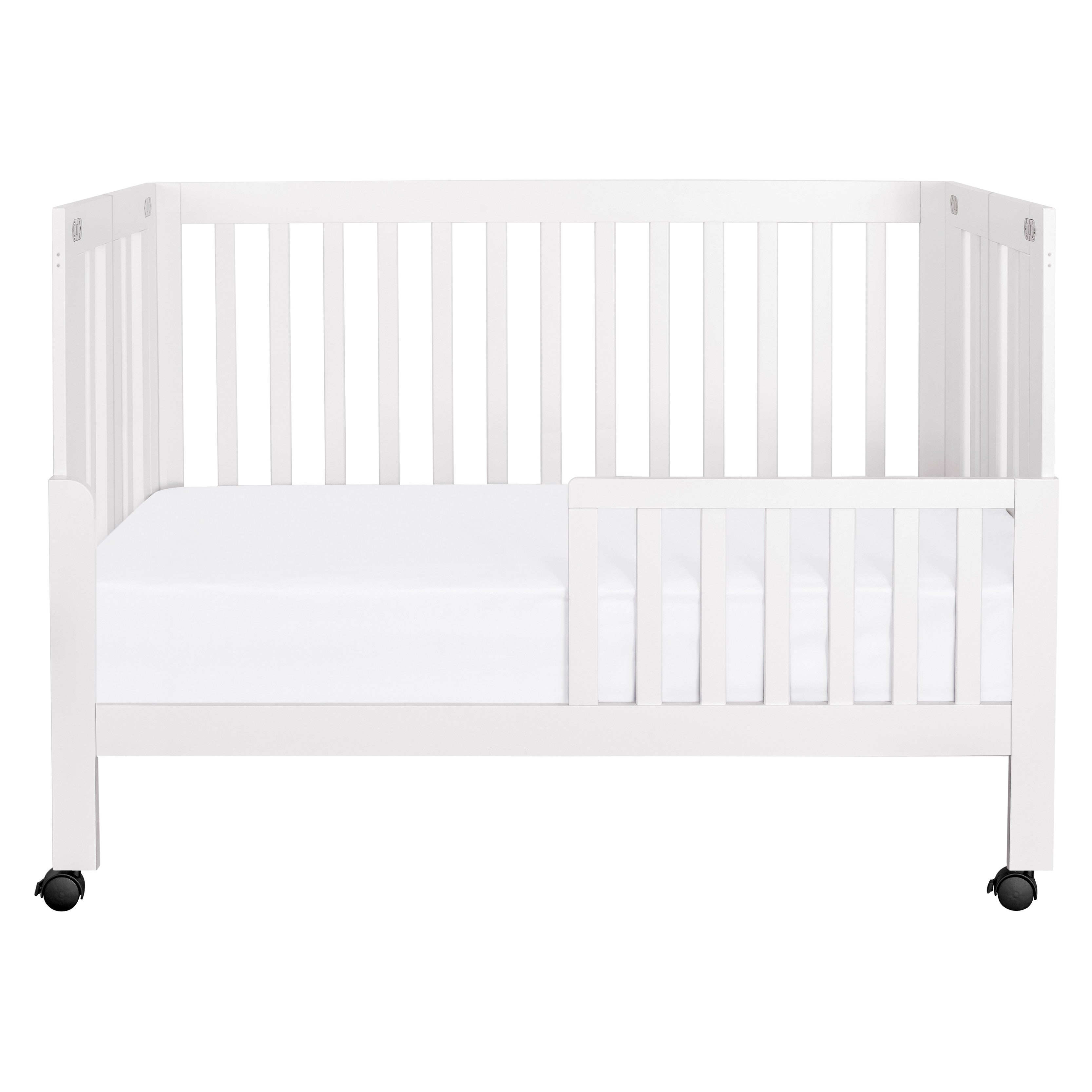 M6601W,Babyletto,Maki Full-Size Folding Crib w/Toddler Bed Conversion Kit in White Finish