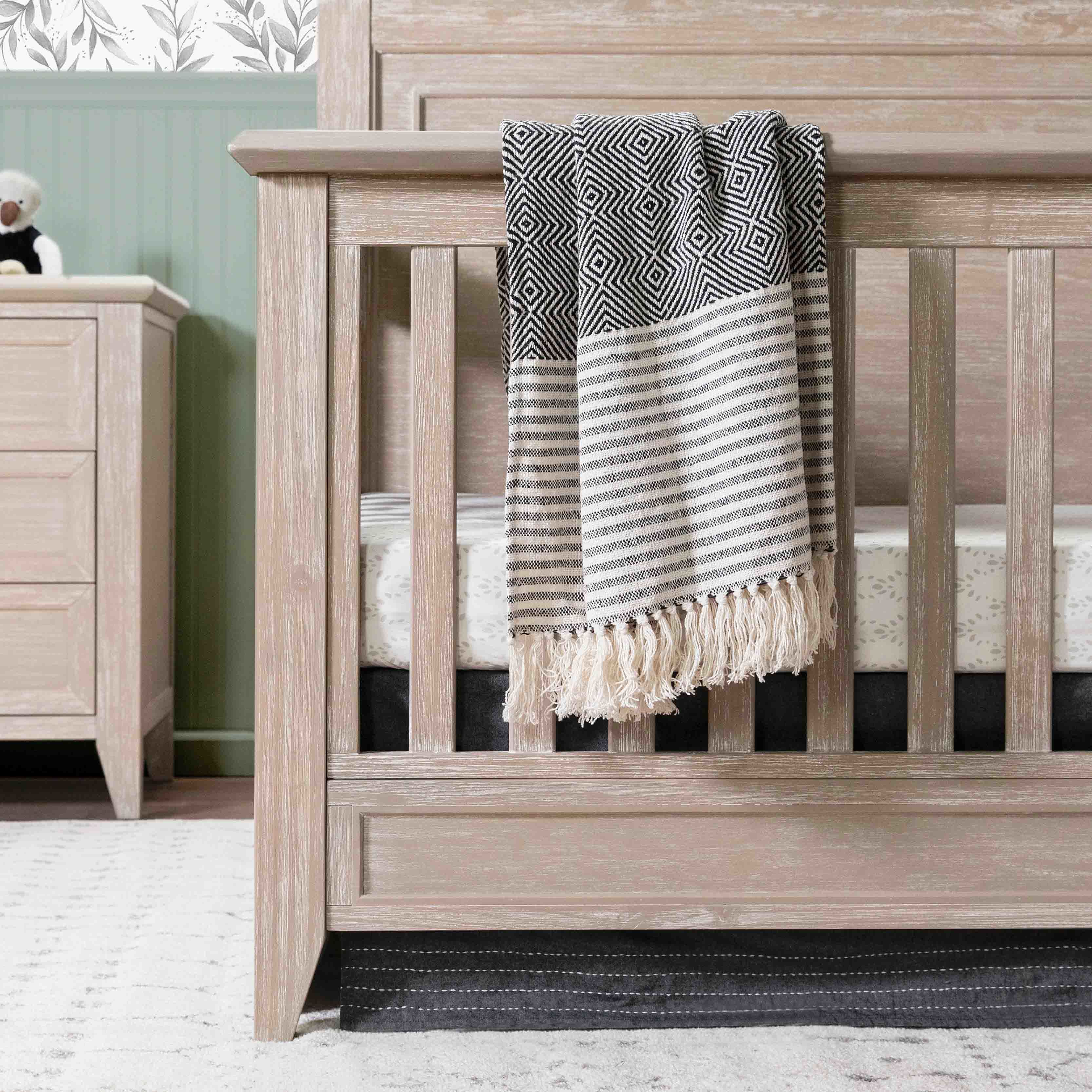 Monogram by Namesake Beckett Rustic 4-in-1  Convertible Flat Top Crib