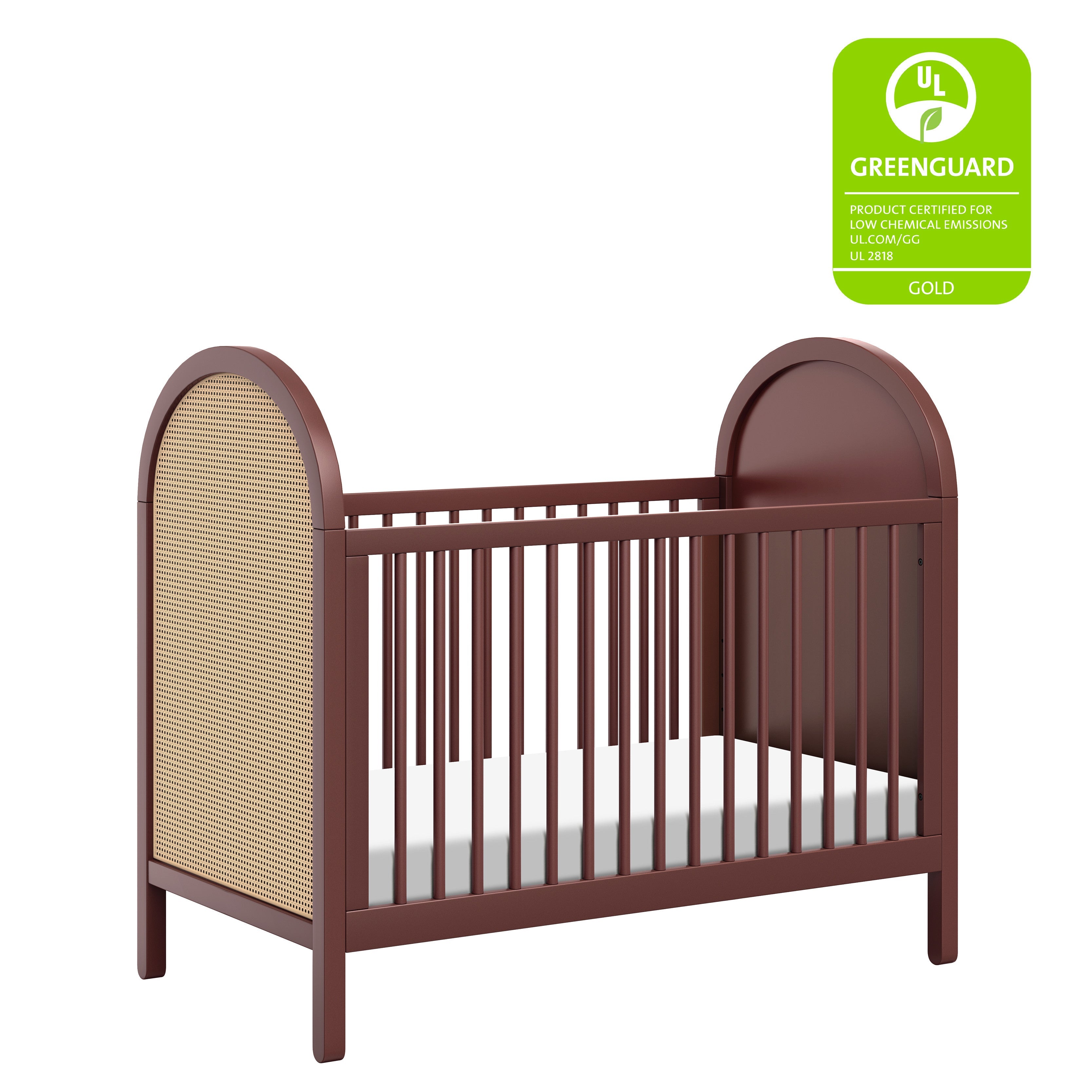 M25601CRNC,Babyletto,Bondi Cane 3-in-1 Convertible Crib w/ Toddler Bed Kit in Crimson with Natural Cane