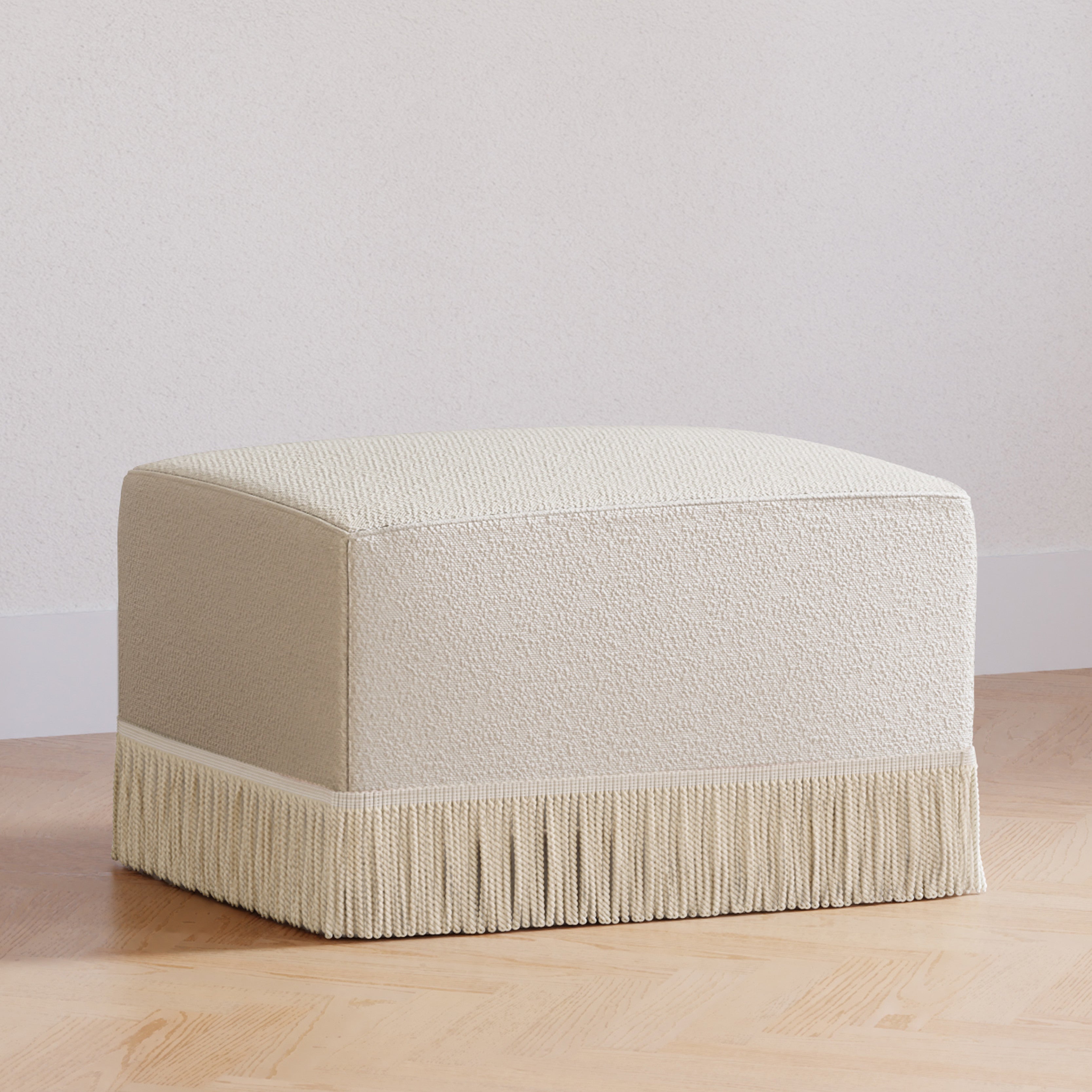 Namesake Crawford Gliding Ottoman | Boucle with Tassel Fringe