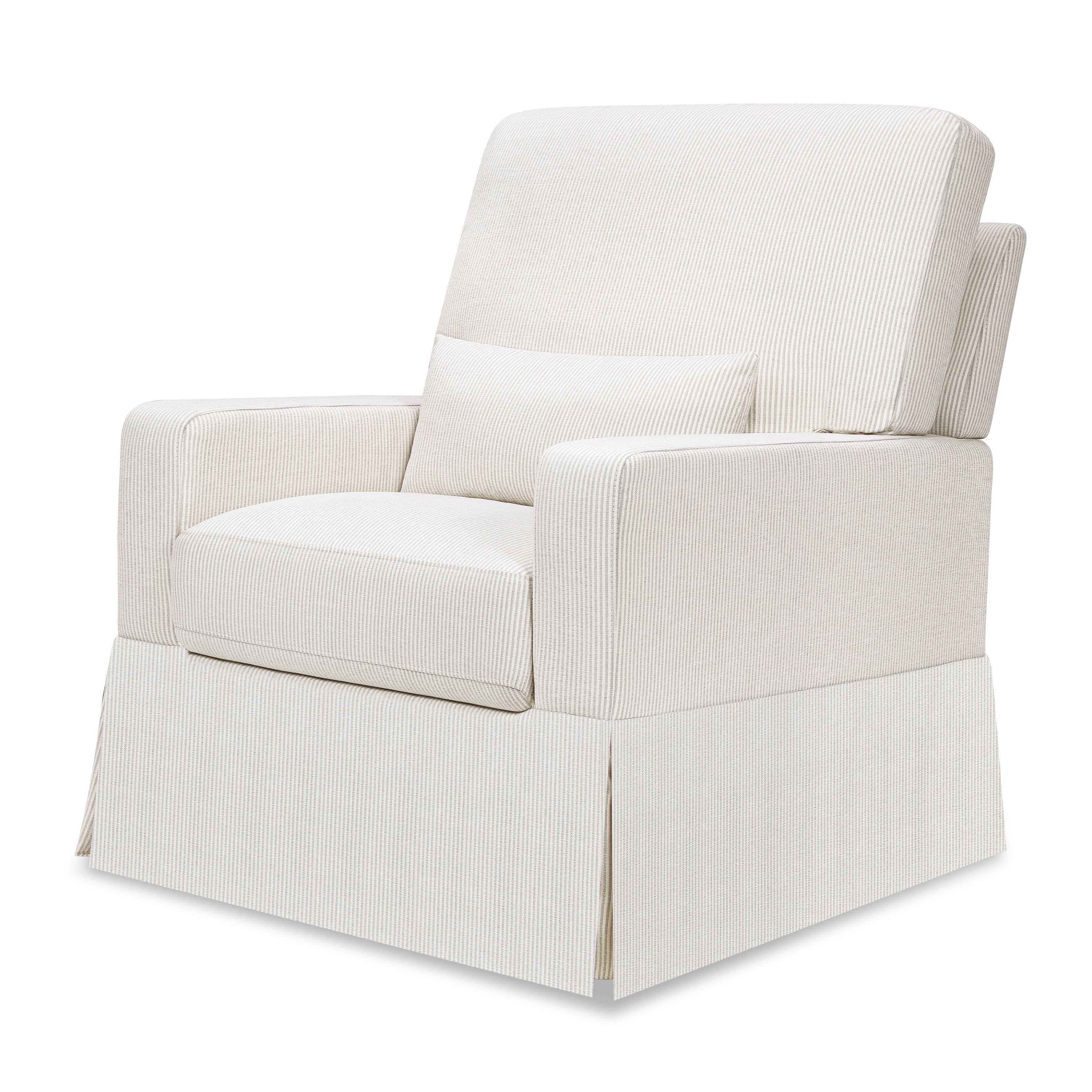 M21787FCS,Namesake,Crawford Pillowback Comfort Swivel Glider in Fog Chatham Stripe Performance Eco-Weave