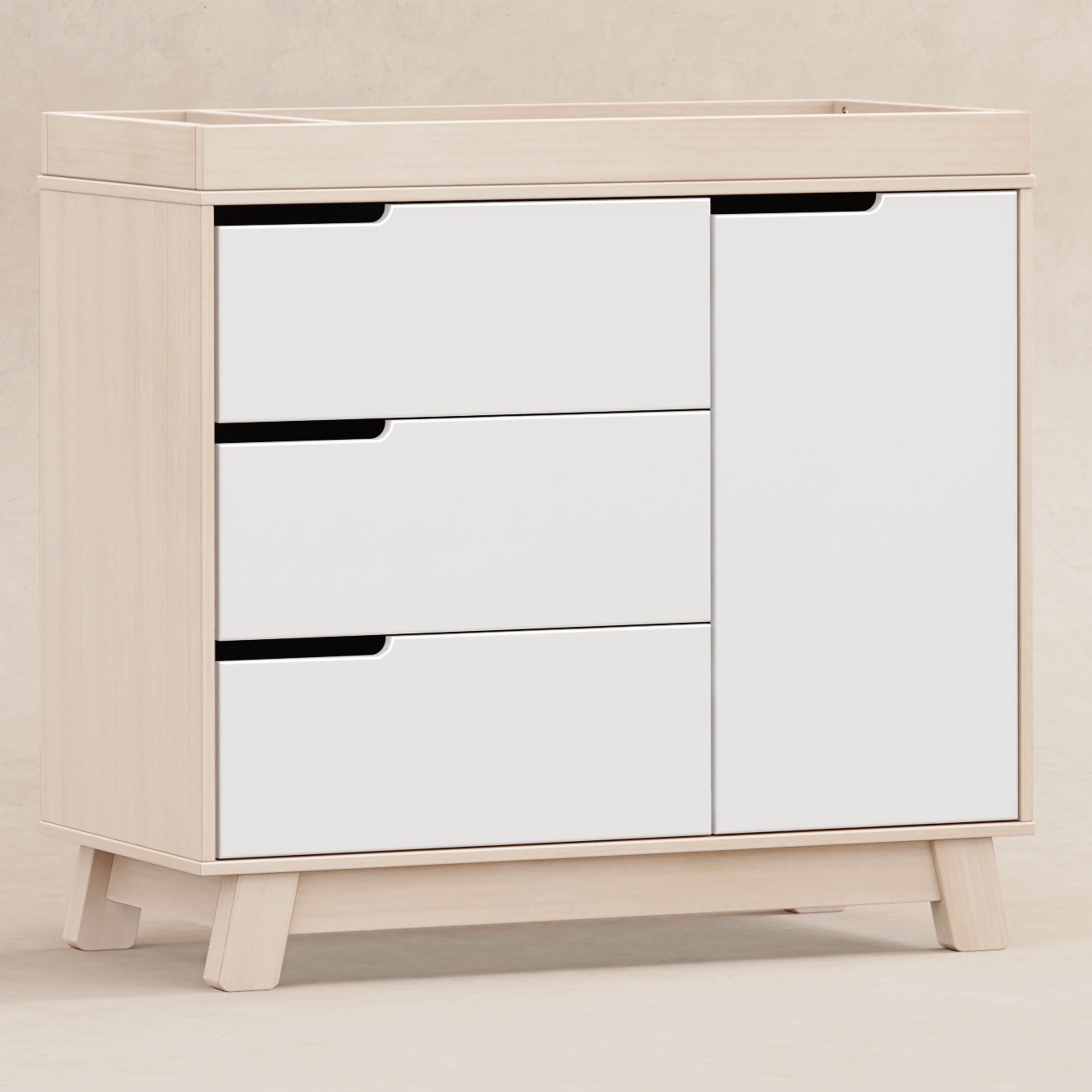 M4223NXW,Babyletto,Hudson 3-Drawer Changer Dresser w/Removable Changing Tray in WashedNatural/White