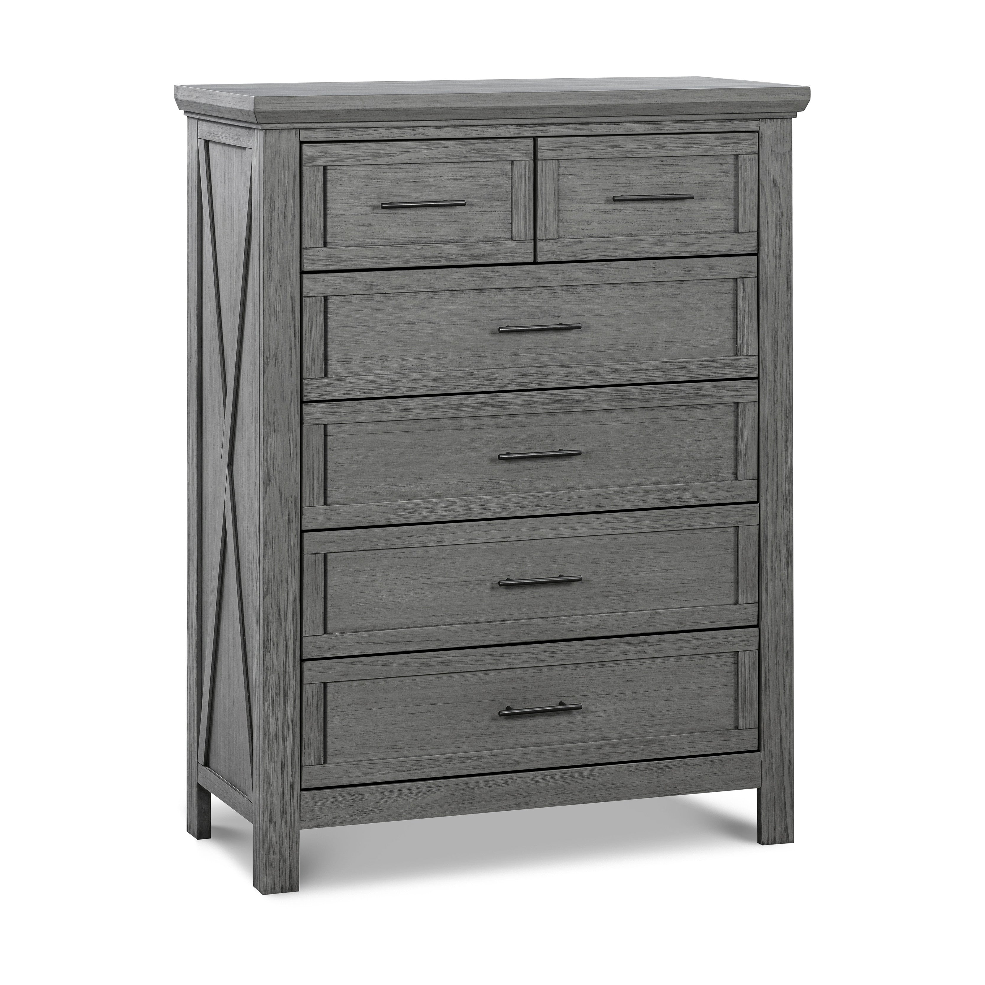 B14525WC,Monogram by Namesake,Emory Farmhouse 6-Drawer Chest in Weathered Charcoal