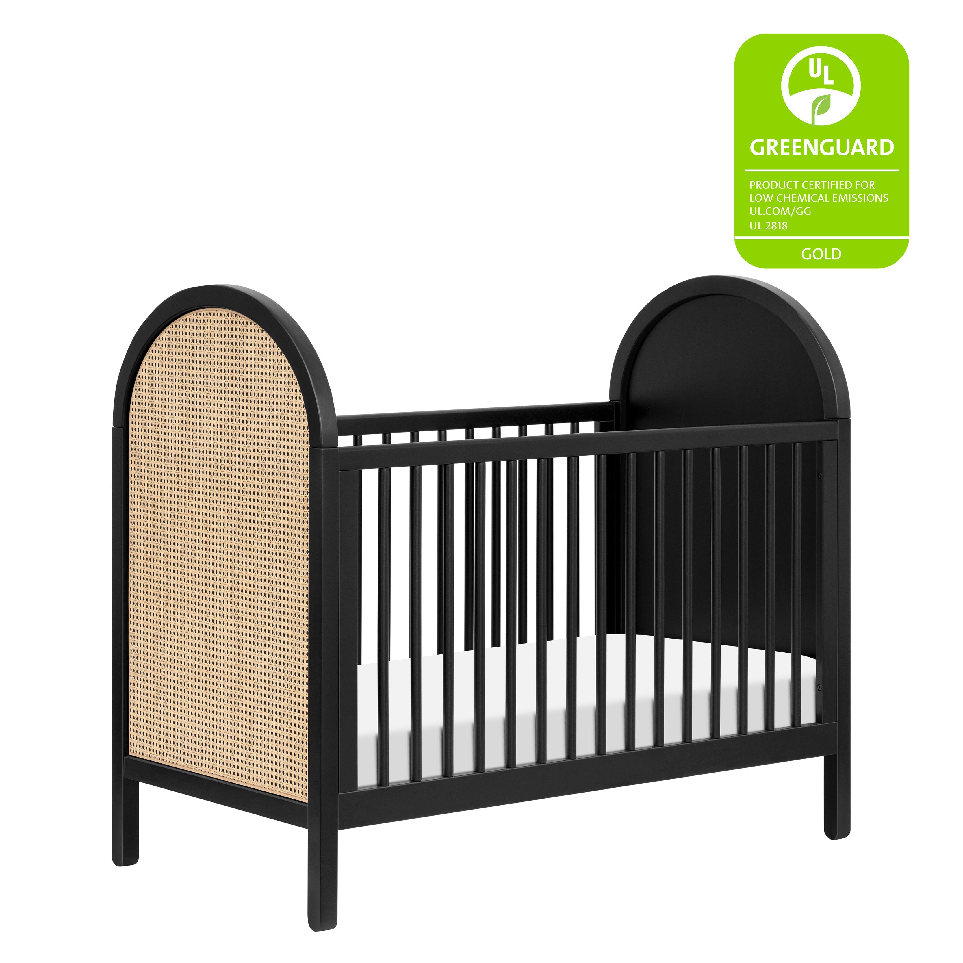 M25601BNC,Babyletto,Bondi Cane 3-in-1 Convertible Crib w/ Toddler Bed Kit in Black with Natural Cane