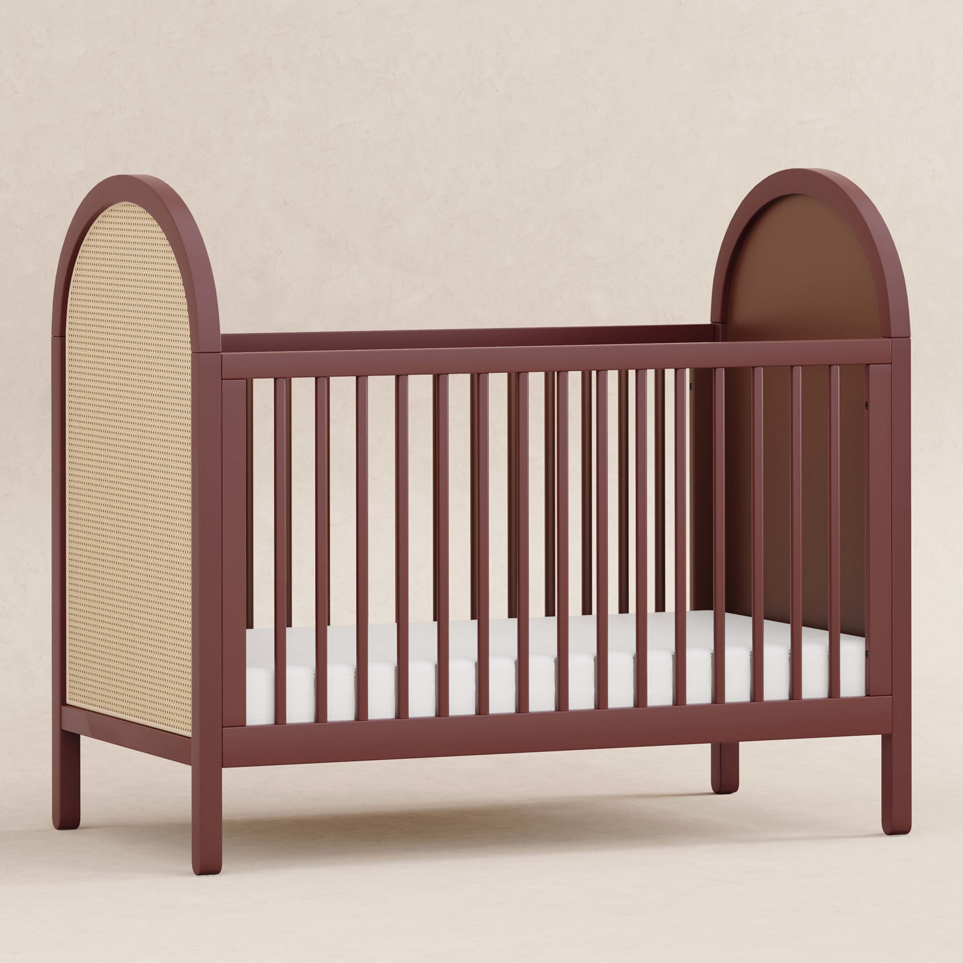 M25601CRNC,Babyletto,Bondi Cane 3-in-1 Convertible Crib w/ Toddler Bed Kit in Crimson with Natural Cane