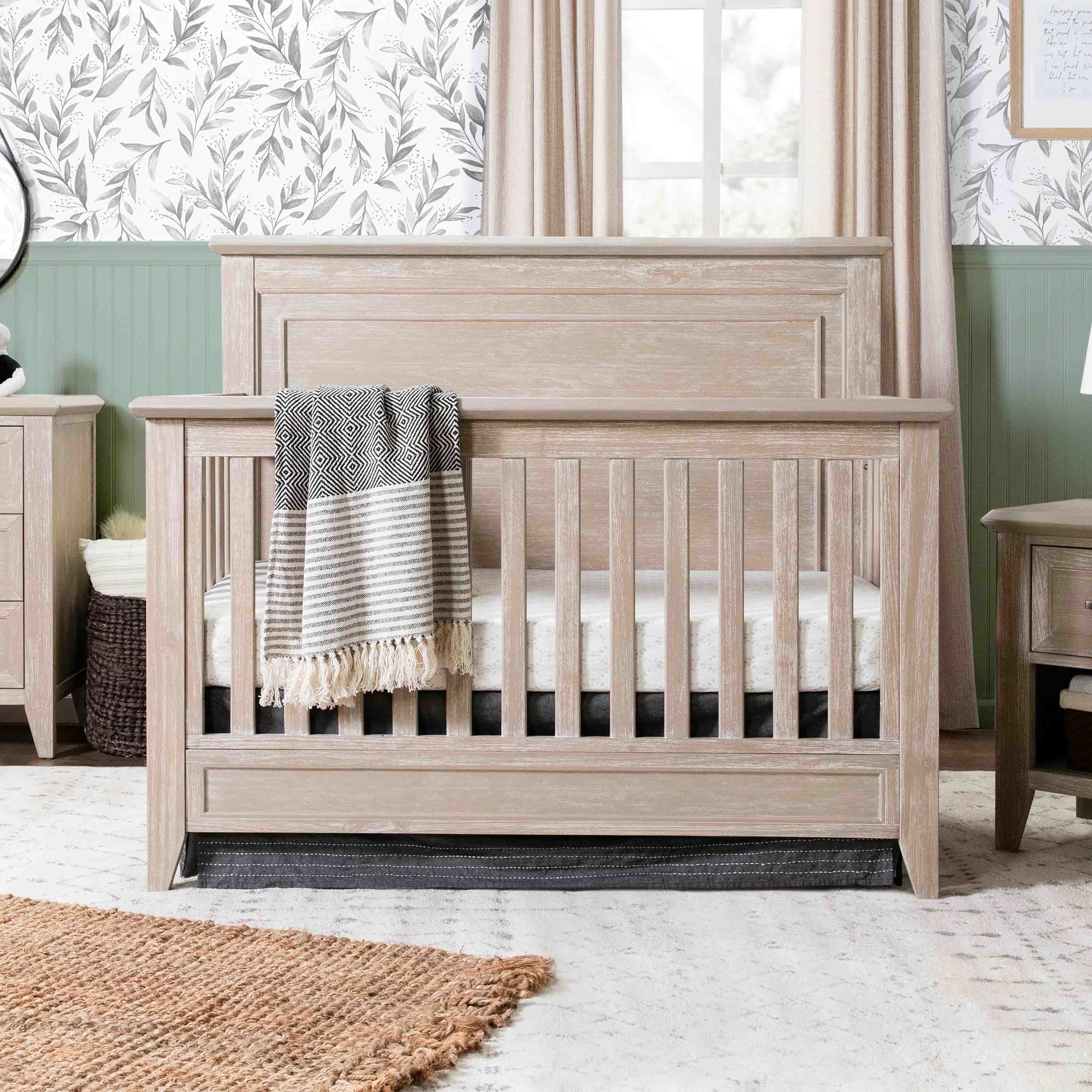 M24401SDB,Monogram by Namesake,Beckett Rustic 4-in-1 Convertible Flat Top Crib in Sandbar