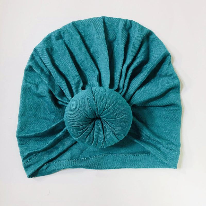 Sugar + Maple Baby Top Knot Hat - Peacock