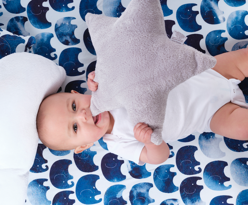 Oilo Elefant Jersey Crib Sheet Indigo