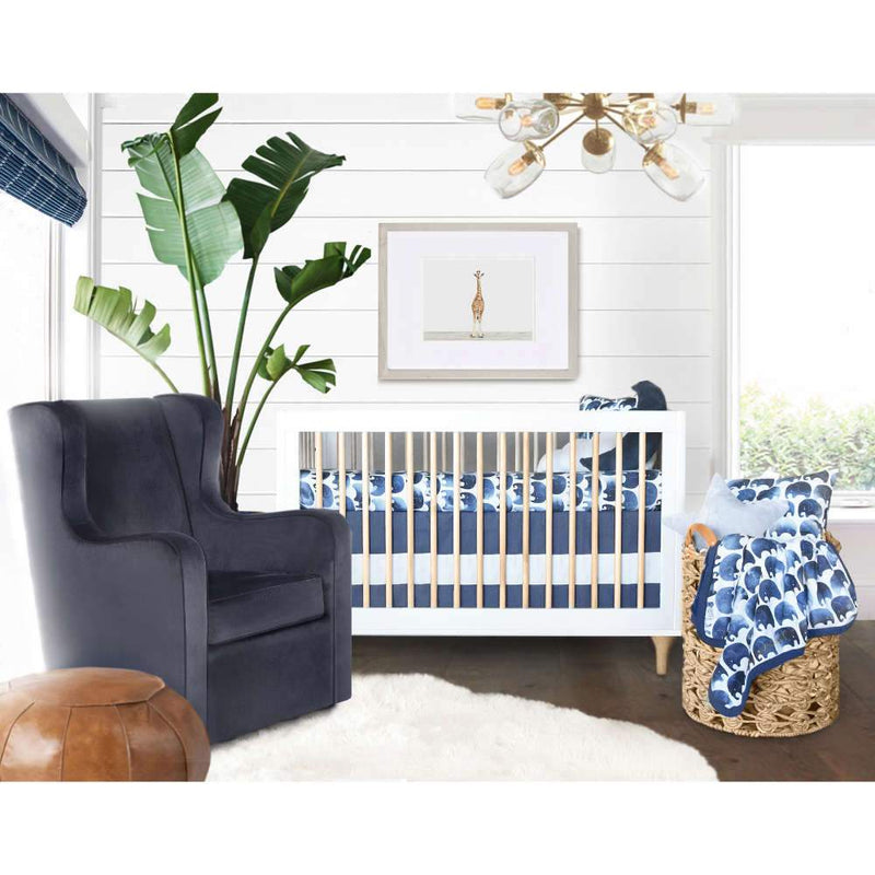 Oilo Solid Crib Skirt Indigo