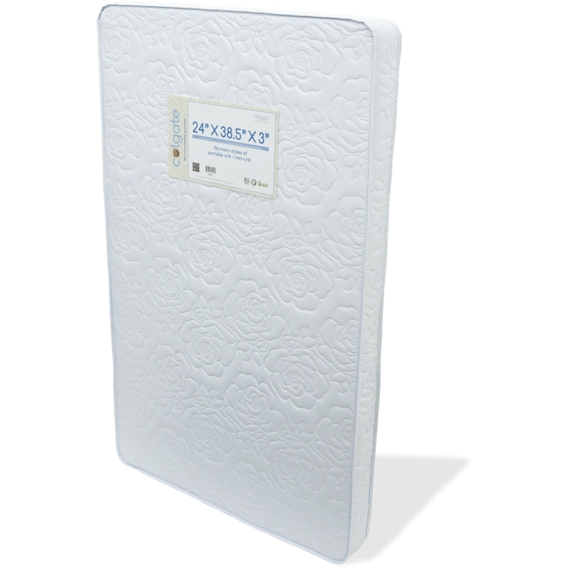 Colgate Portable Crib Mattress – Mini Crib 3” Firm Foam Mattress (Quilted White Cover)