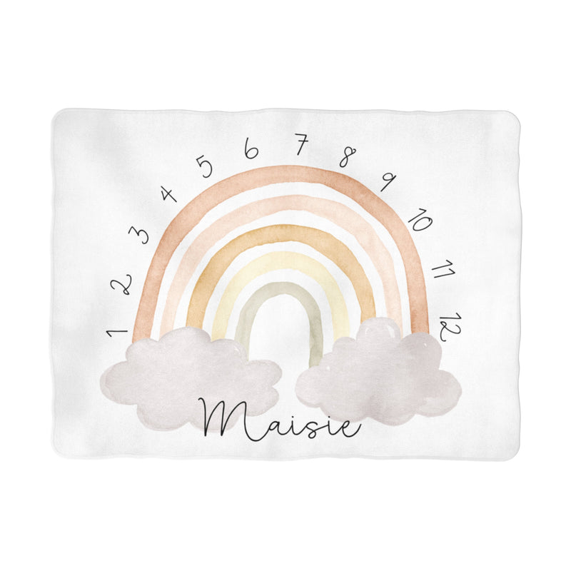 Sugar + Maple Neutral Rainbow Arch Milestone Blanket - Personalized
